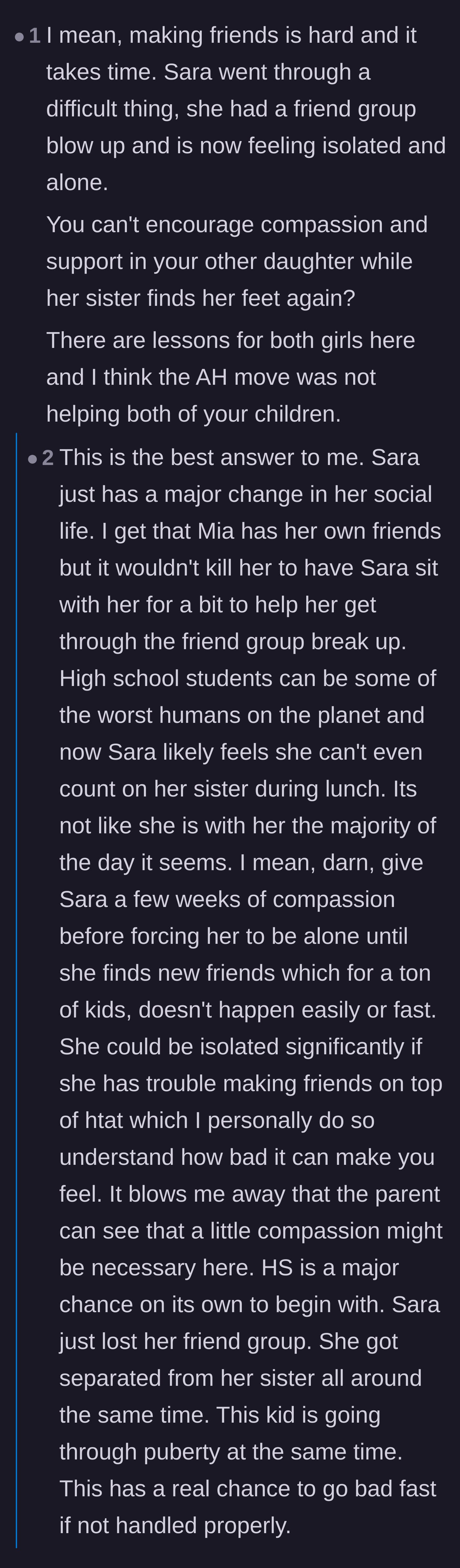 Comment thread 2 - A thread discussing the mom's lack of intervention and the need for compassion during a difficult time.