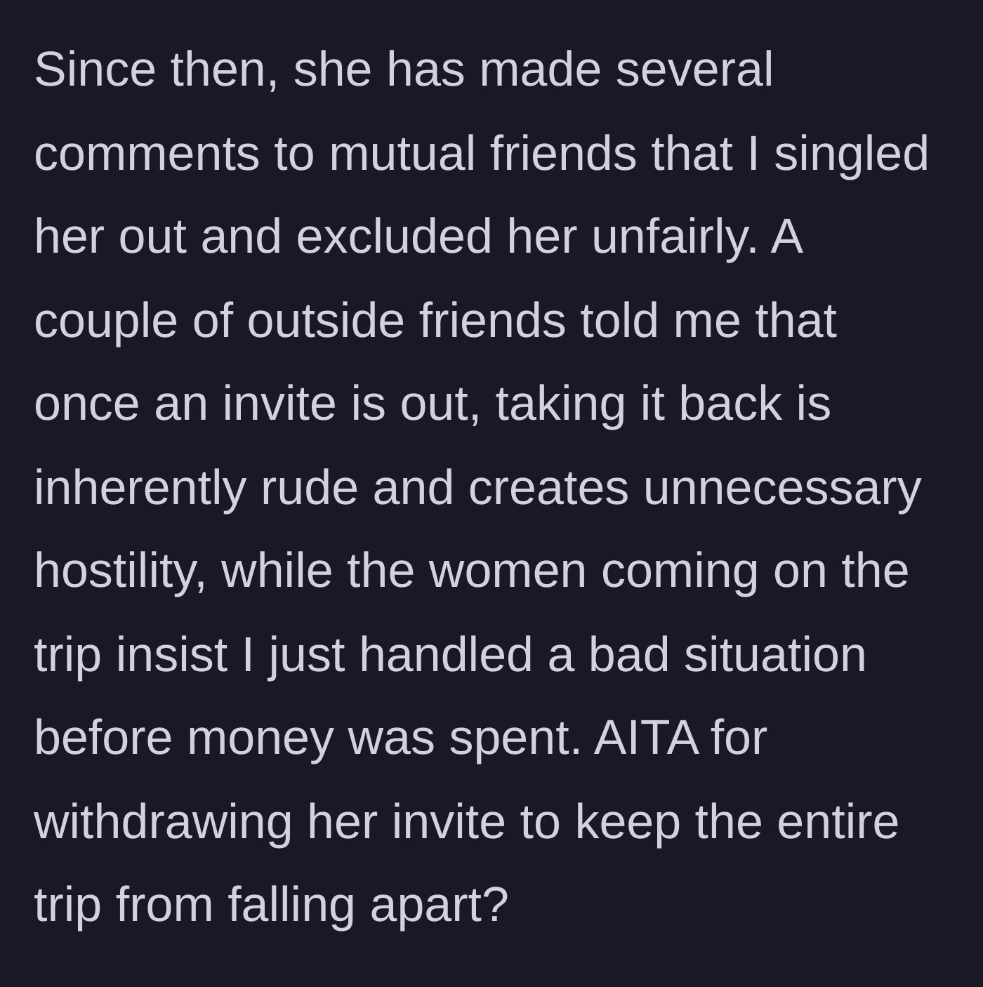 Story part 4 - Kelly launches a smear campaign to mutual friends, leaving the group divided over etiquette.