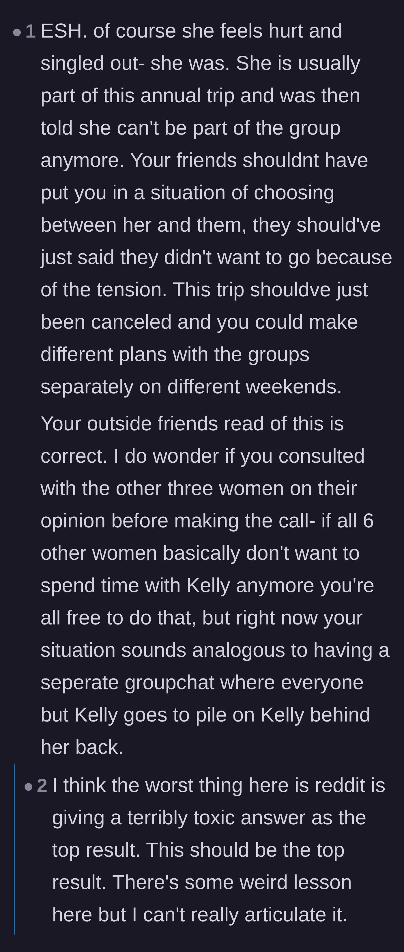 Comment thread 4 - Criticism of the other attendees for forcing the event organizer to make the tough call instead of handling it themselves.