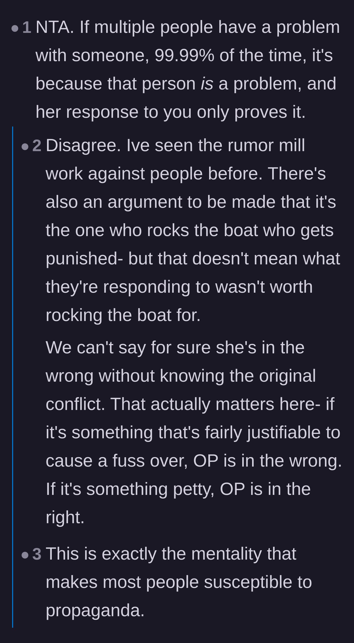 Comment thread 6 - A deep dive into whether a group disliking someone means that person is toxic, or if they are just the scapegoat.