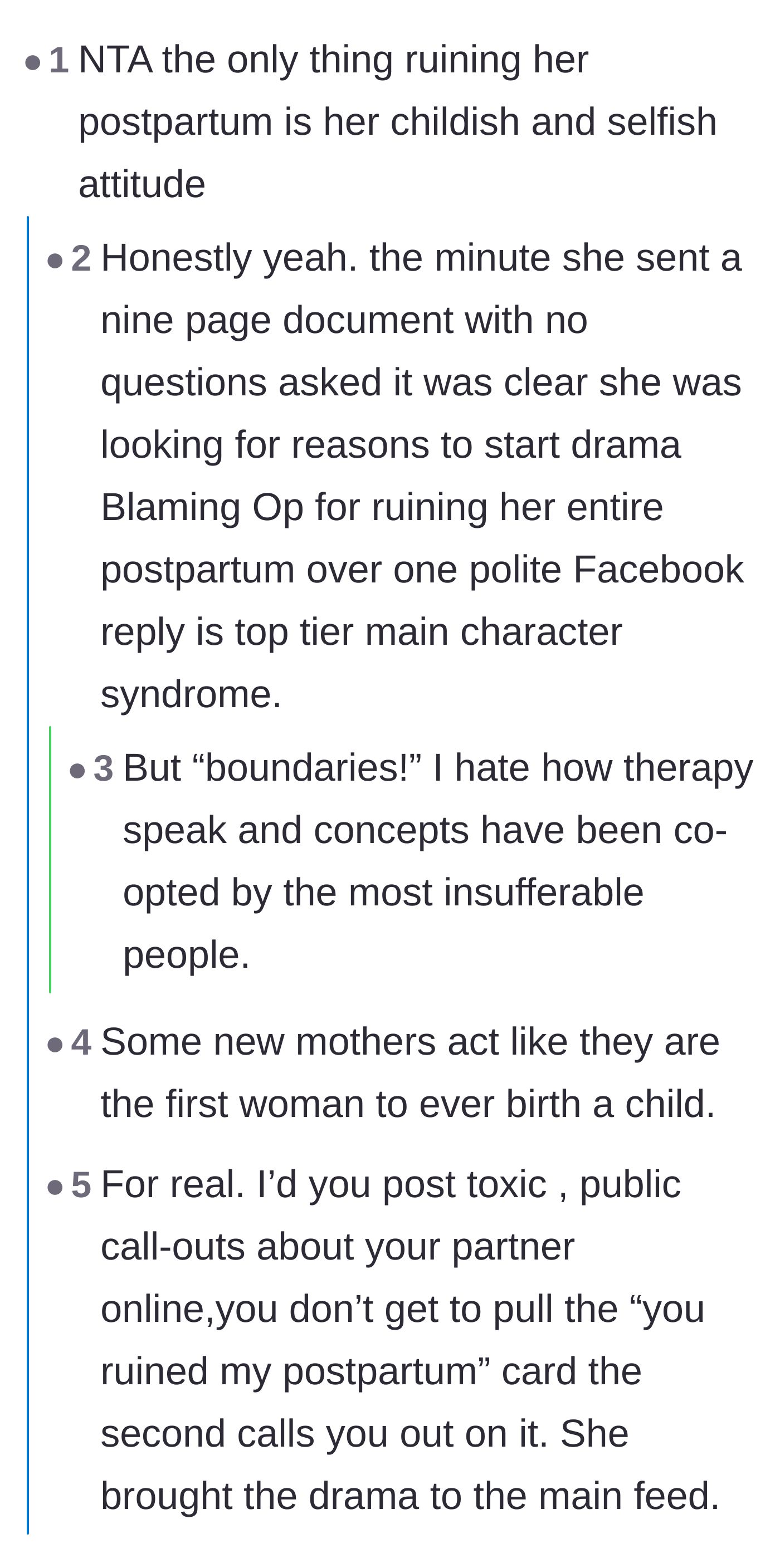 Comment thread 1 - Readers discuss how the girlfriend is weaponizing therapy speak and main character syndrome to create unnecessary drama.
