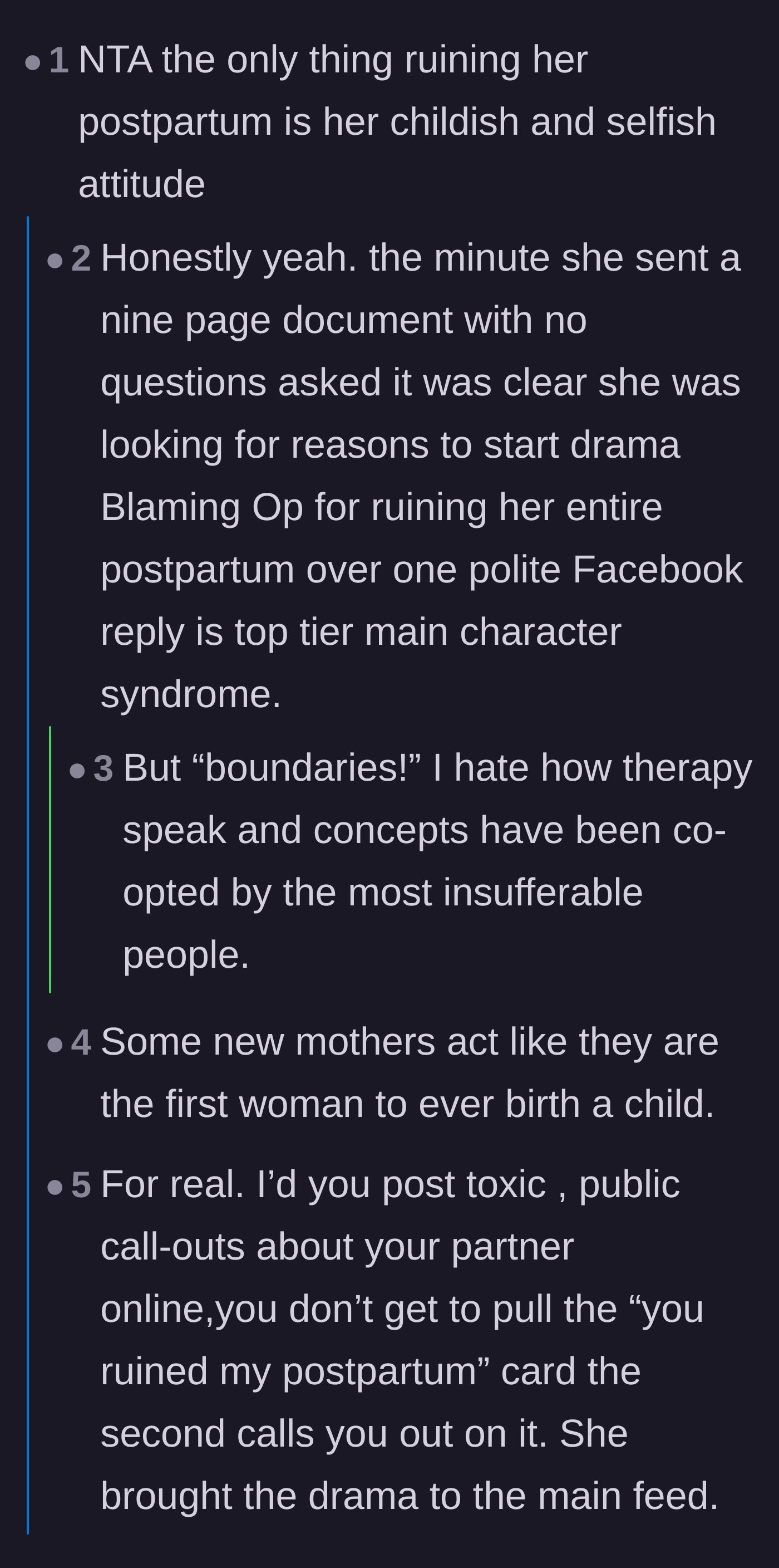 Comment thread 1 - Readers discuss how the girlfriend is weaponizing therapy speak and main character syndrome to create unnecessary drama.