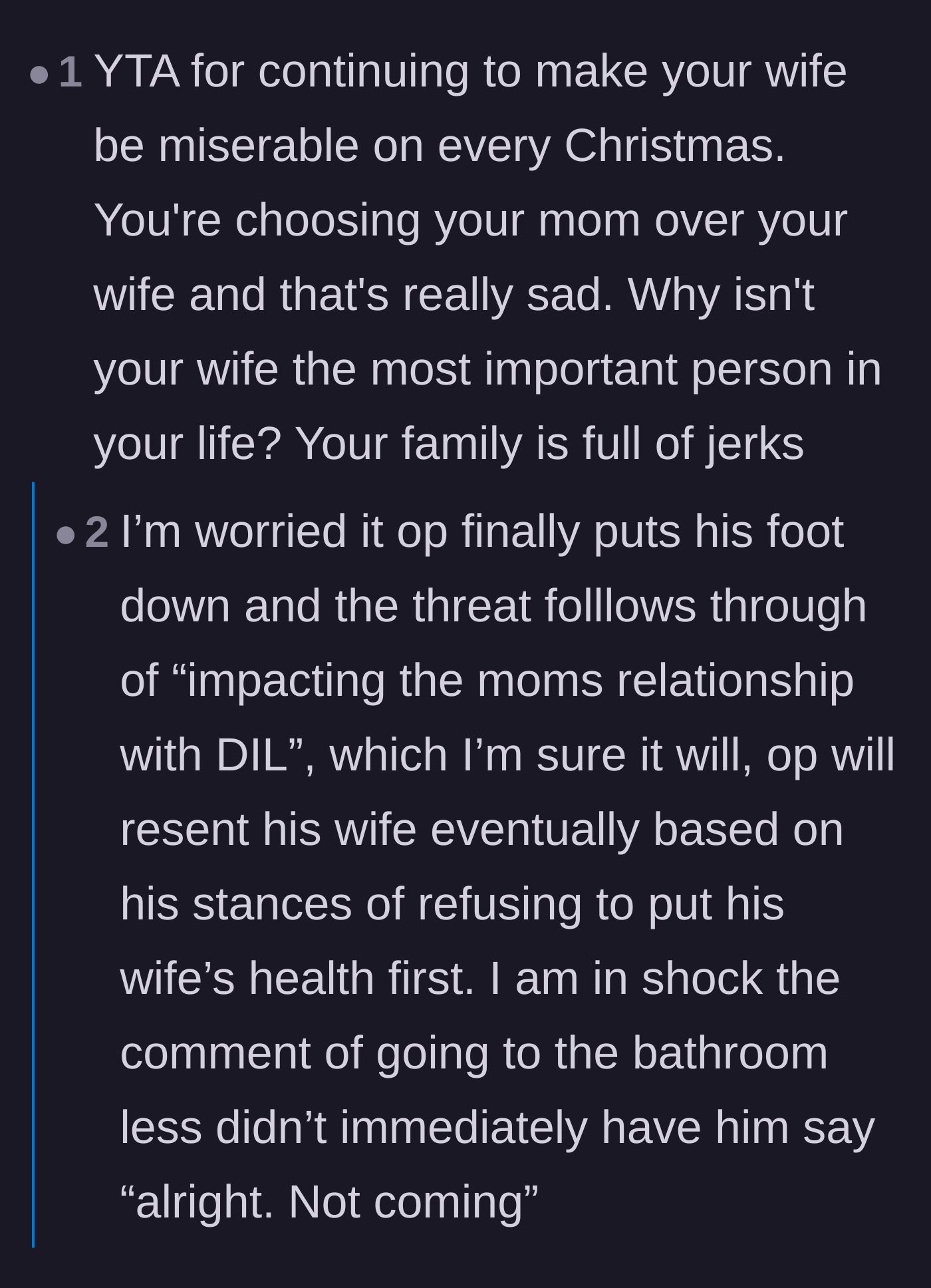 Comment thread 6 - The community warning that the husband's inaction will cause permanent resentment and destroy his marriage.