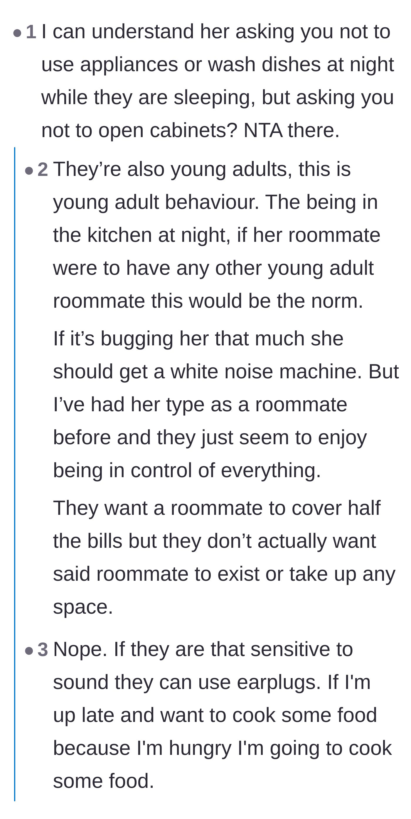 Comment thread 2 - Commenters point out that the roommate wants the financial benefits of sharing rent without actually having to compromise or live with another human.