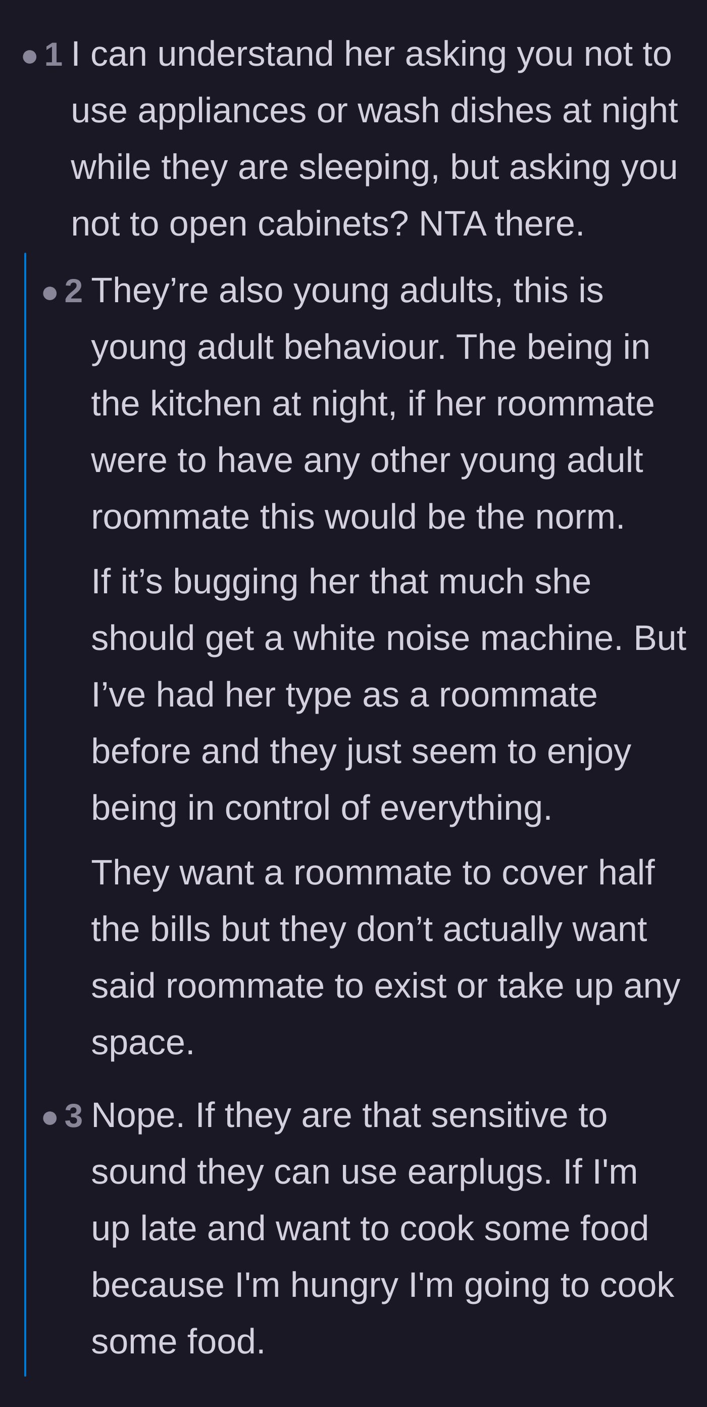 Comment thread 2 - Commenters point out that the roommate wants the financial benefits of sharing rent without actually having to compromise or live with another human.