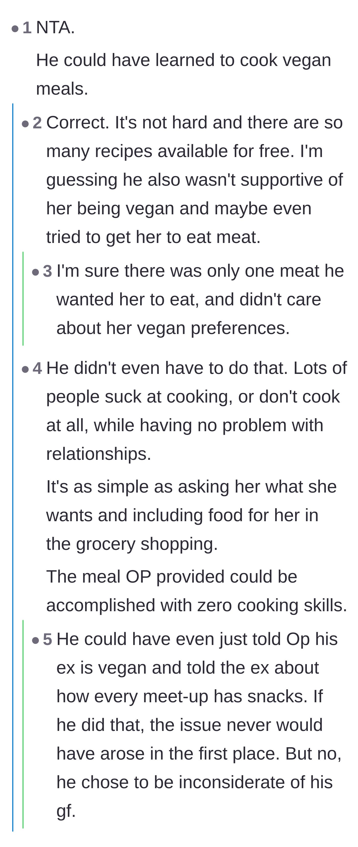Comment thread 6 - Pointing out that the boyfriend didn't even need to cook, he just needed to communicate with his partner and the host.