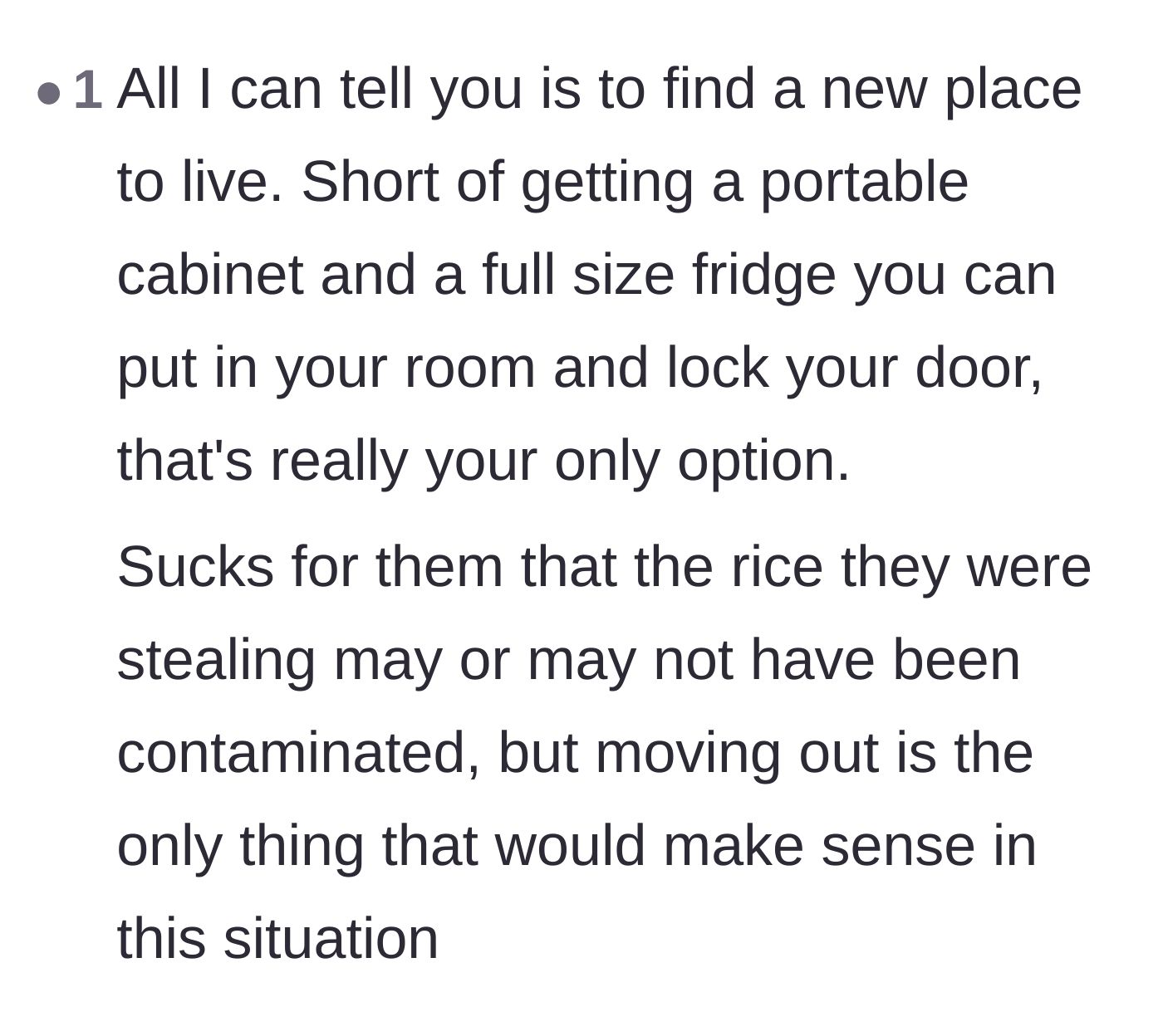Comment thread 3 - Practical advice telling the author to buy a lockbox or move out entirely.