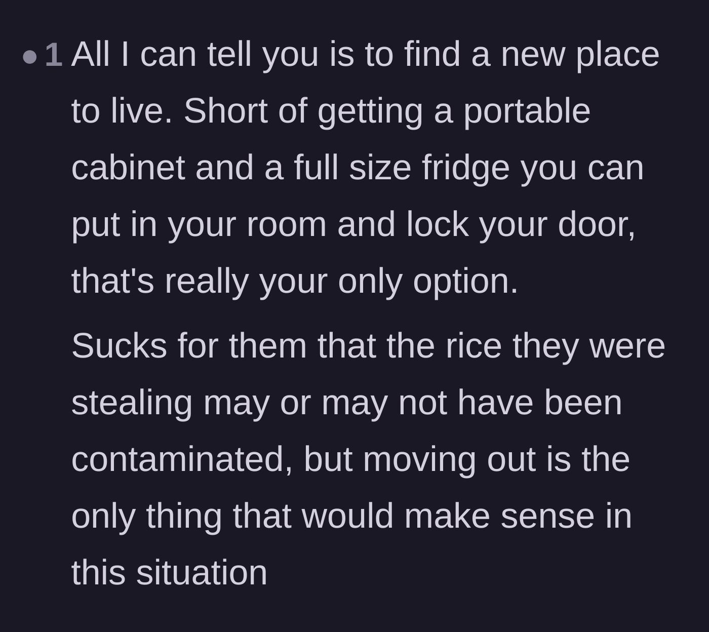Comment thread 3 - Practical advice telling the author to buy a lockbox or move out entirely.