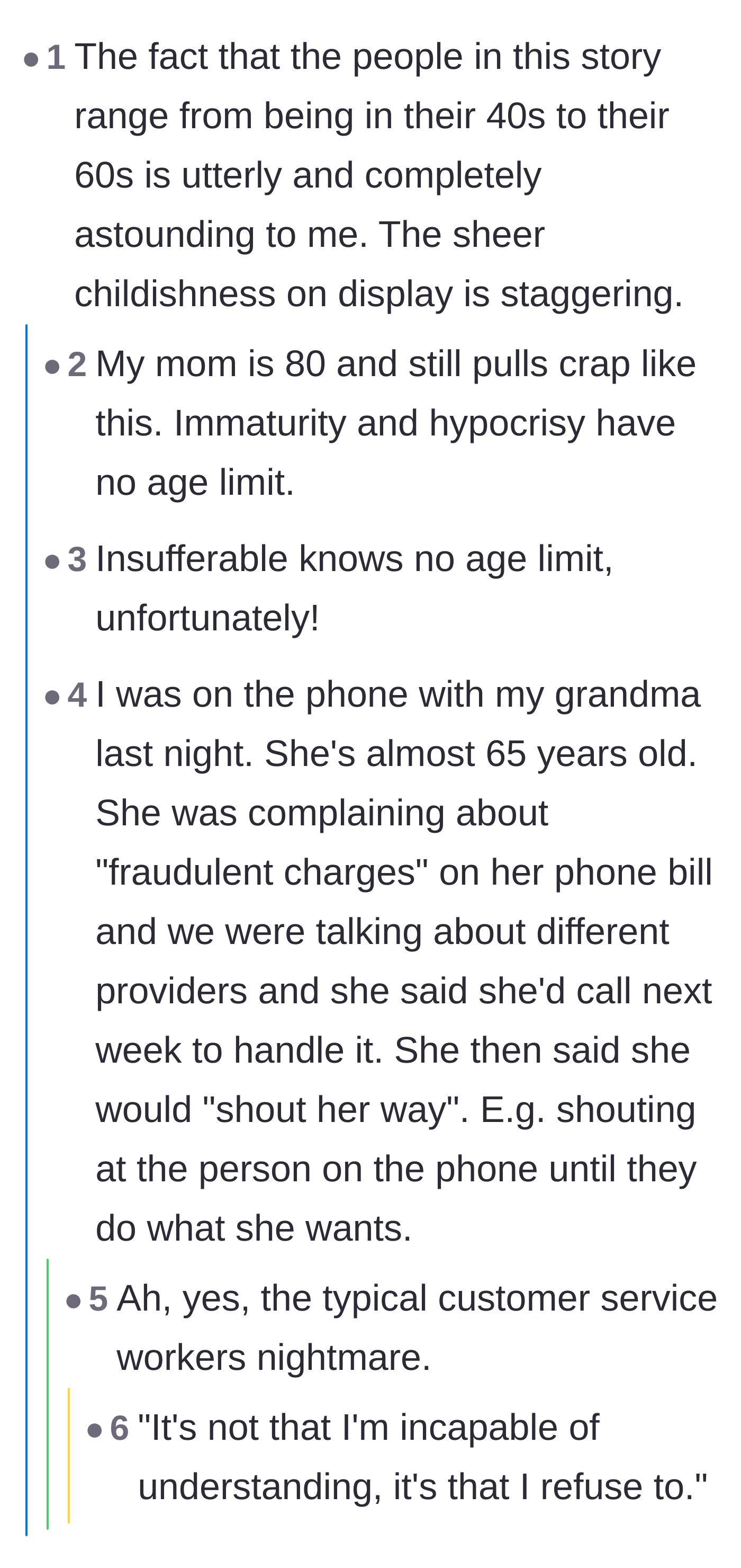 Comment thread 3 - Commentary expressing shock at the sheer immaturity and childishness of grown adults in their 40s to 60s.