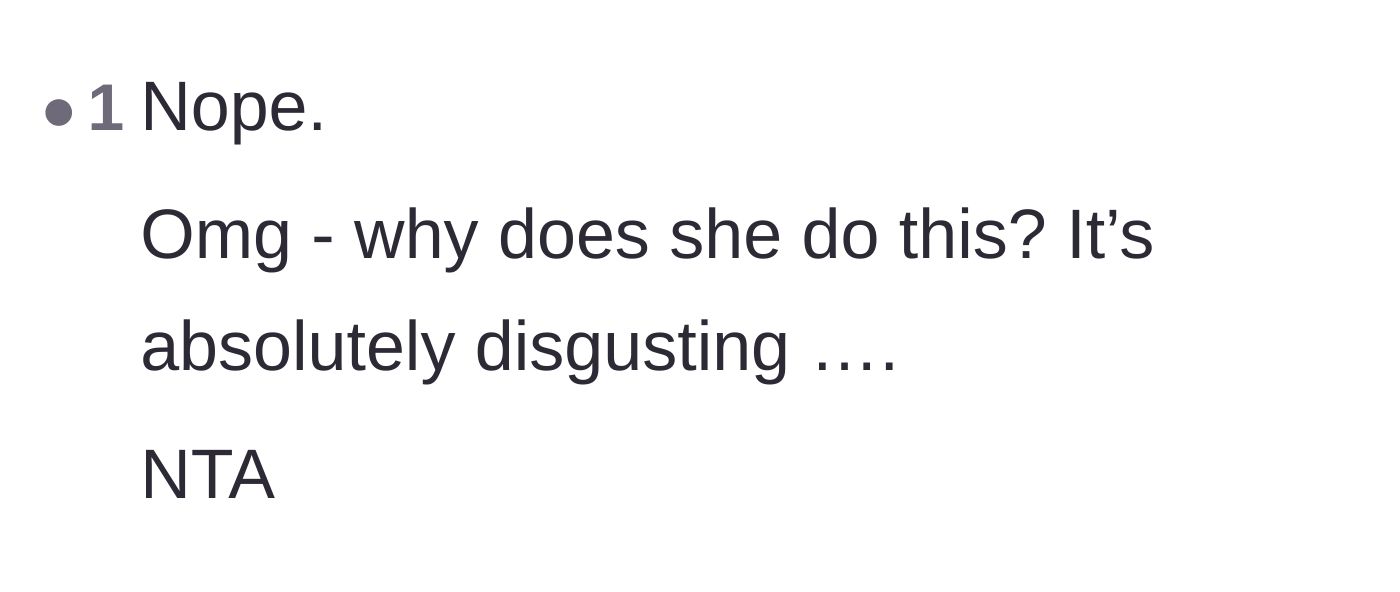Comment thread 1 - A user expressing pure disgust at the mother's habit of leaving clumps of hair in the brush.