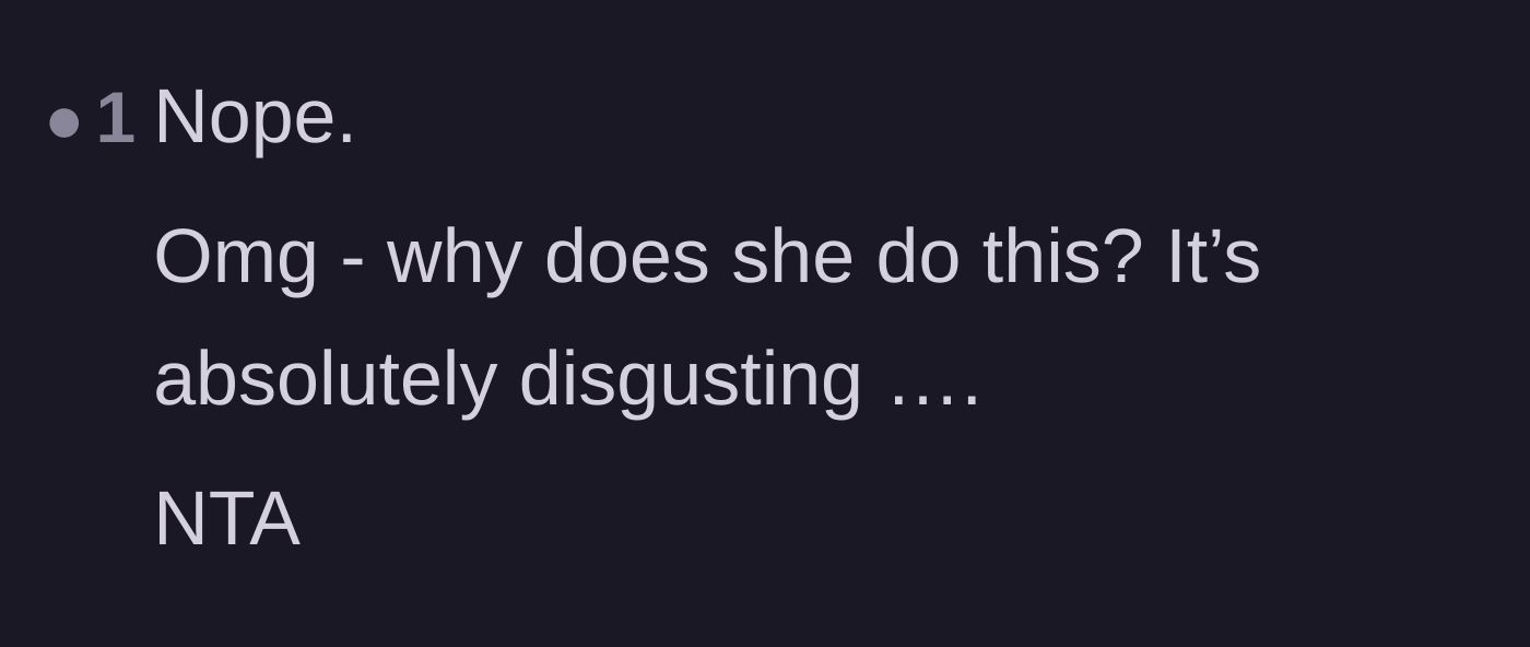 Comment thread 1 - A user expressing pure disgust at the mother's habit of leaving clumps of hair in the brush.