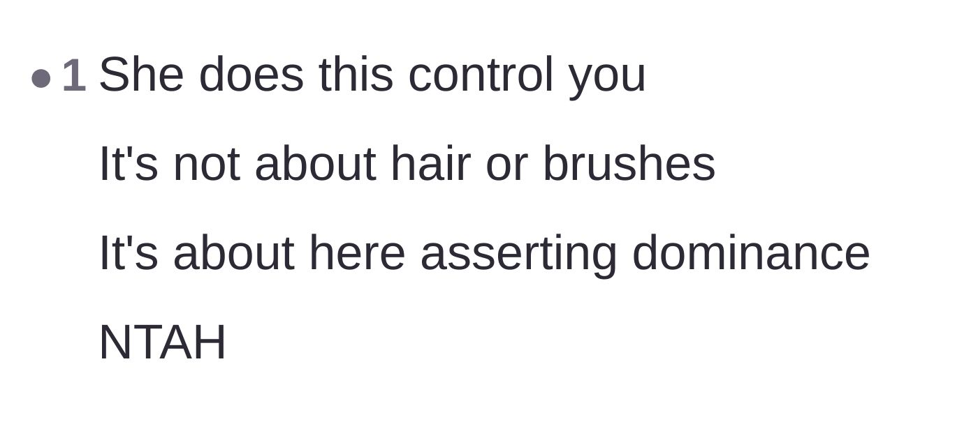Comment thread 3 - A commenter suggesting the mother's behavior is actually a deliberate power play to assert dominance over her child.