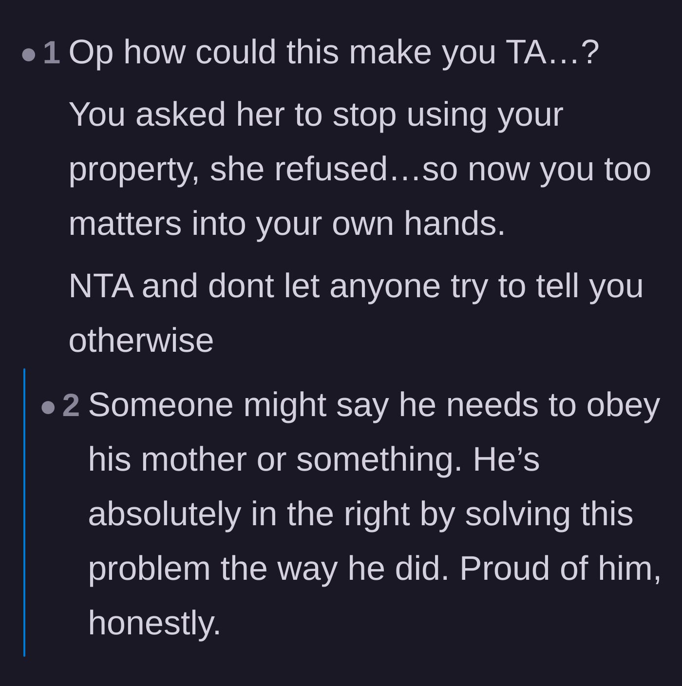 Comment thread 4 - Readers validating the original poster for taking matters into their own hands and protecting their property.