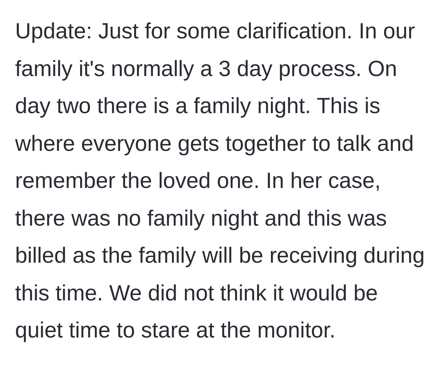 Story part 6 - Reflecting on the family's traditional three-day mourning customs.