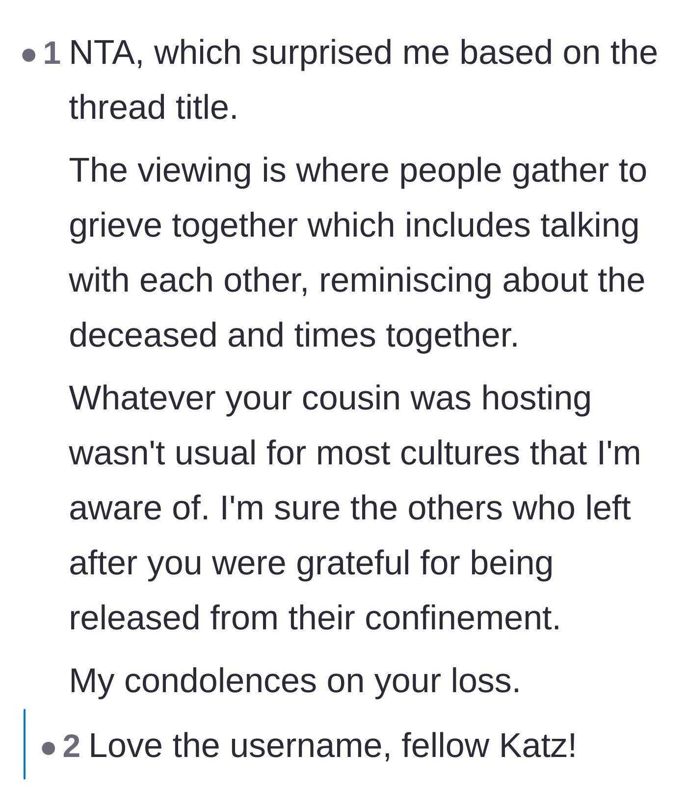 Comment thread 4 - Sympathy for the narrator and agreement that the silent viewing felt like confinement.