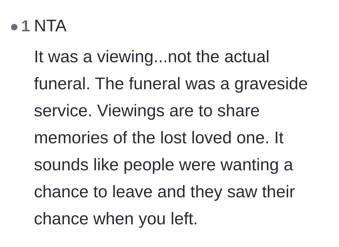 Comment thread 5 - Clarifying the difference between the viewing and the actual graveside funeral service.