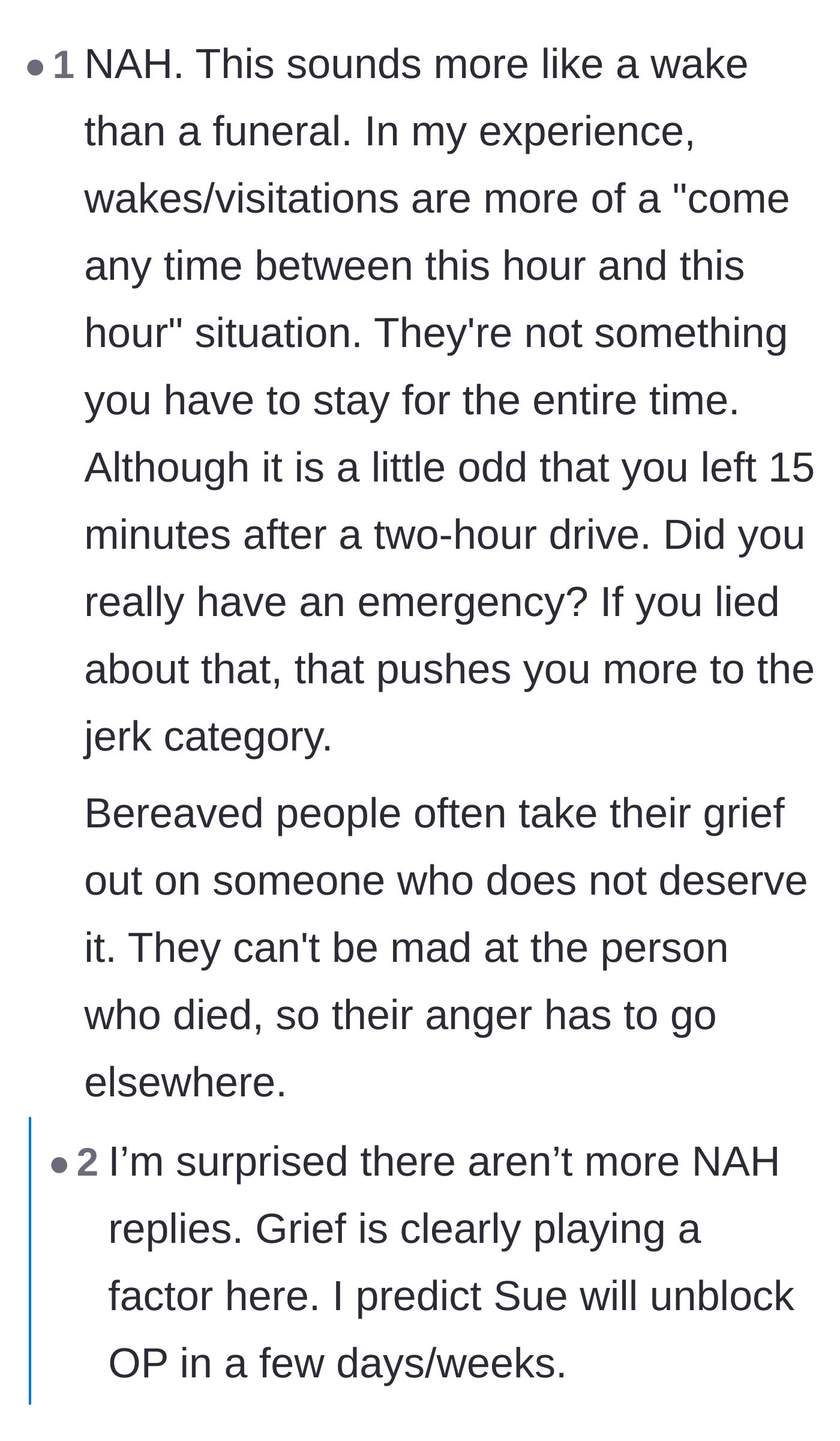 Comment thread 6 - Emphasizing that there are no bad guys here, just misdirected anger caused by deep grief.