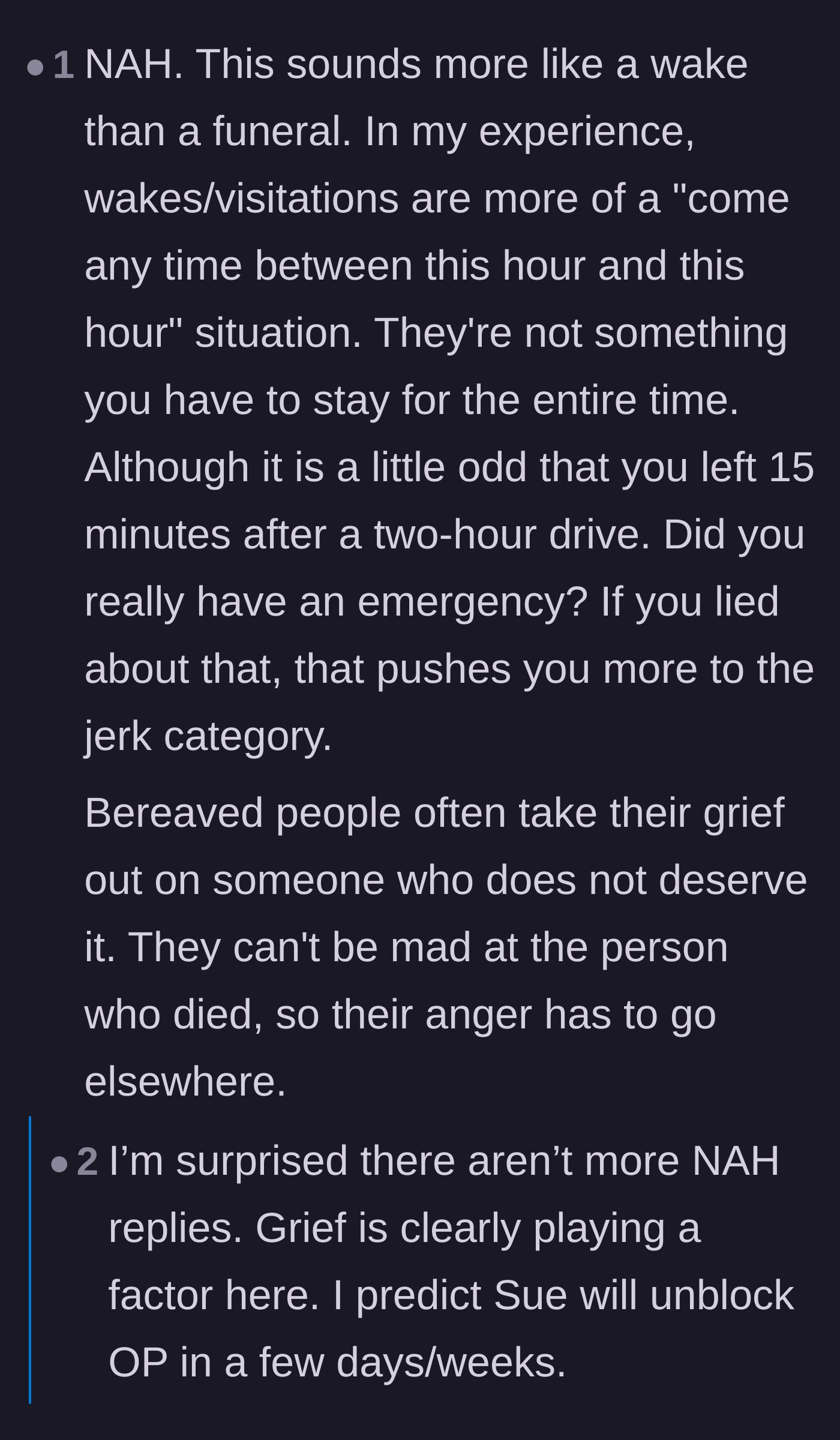Comment thread 6 - Emphasizing that there are no bad guys here, just misdirected anger caused by deep grief.