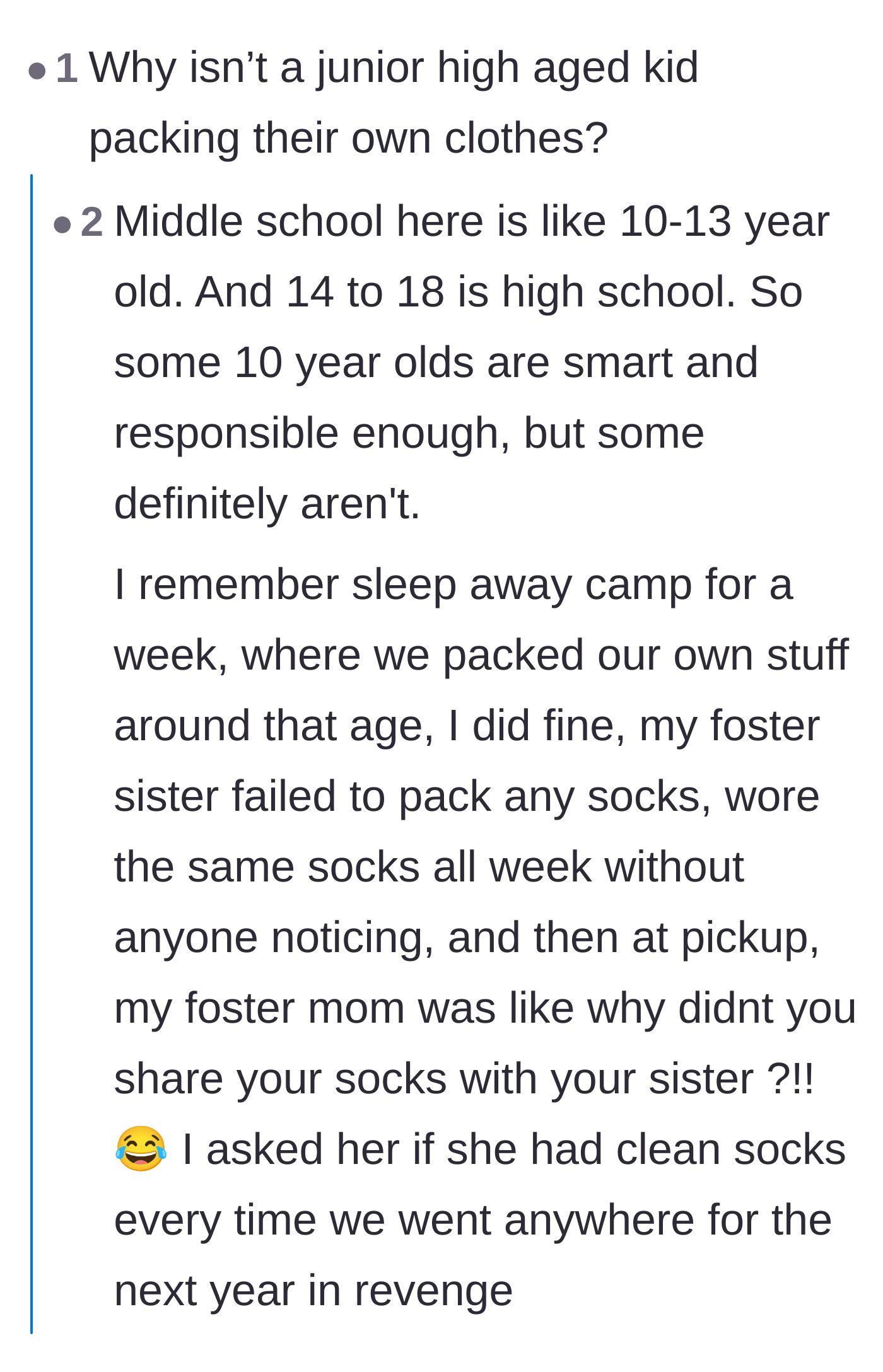 Comment thread 6 - Sharing personal stories about how stressful switching custody between homes can be on children