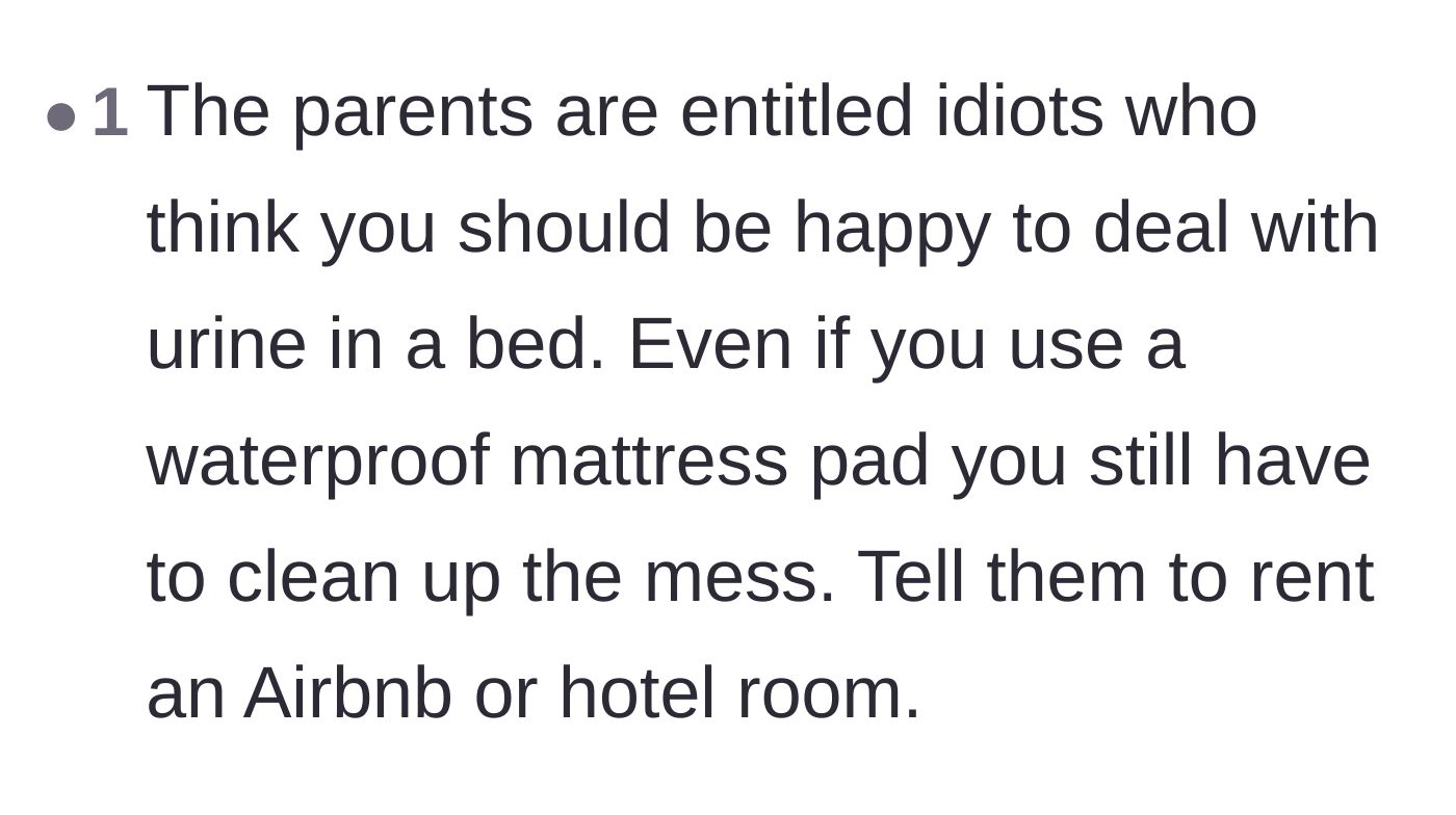 Comment thread 6 - A firm critique of the guests' entitlement and the unpleasant reality of cleaning up preventable messes.