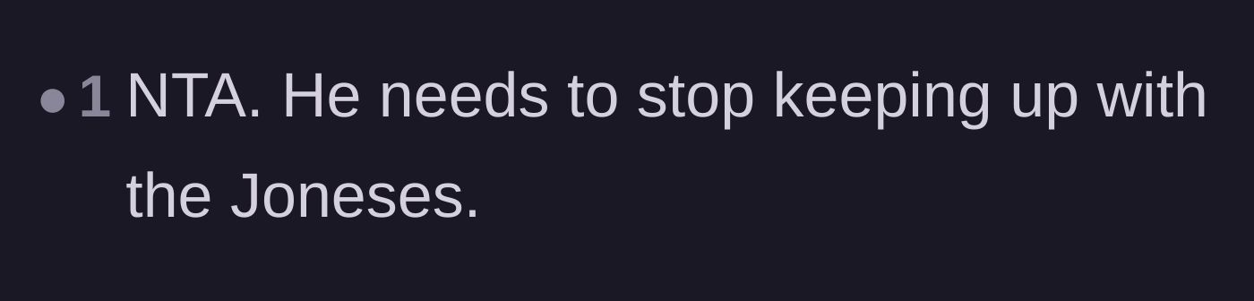 Comment thread 4 - A straightforward verdict telling the son to stop trying to impress his neighbors