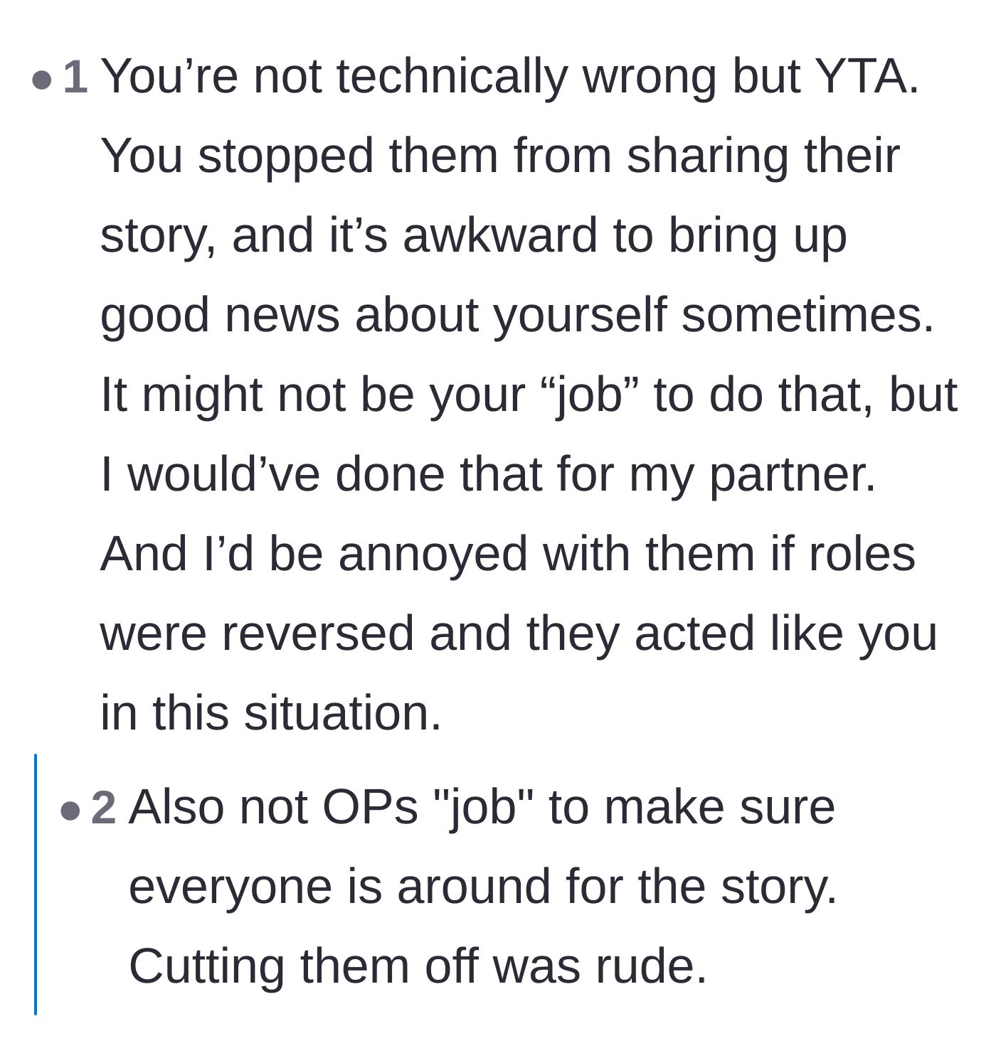 Comment thread 5 - A reader explaining that while not technically a job requirement, a good partner should naturally want to hype up their significant other.