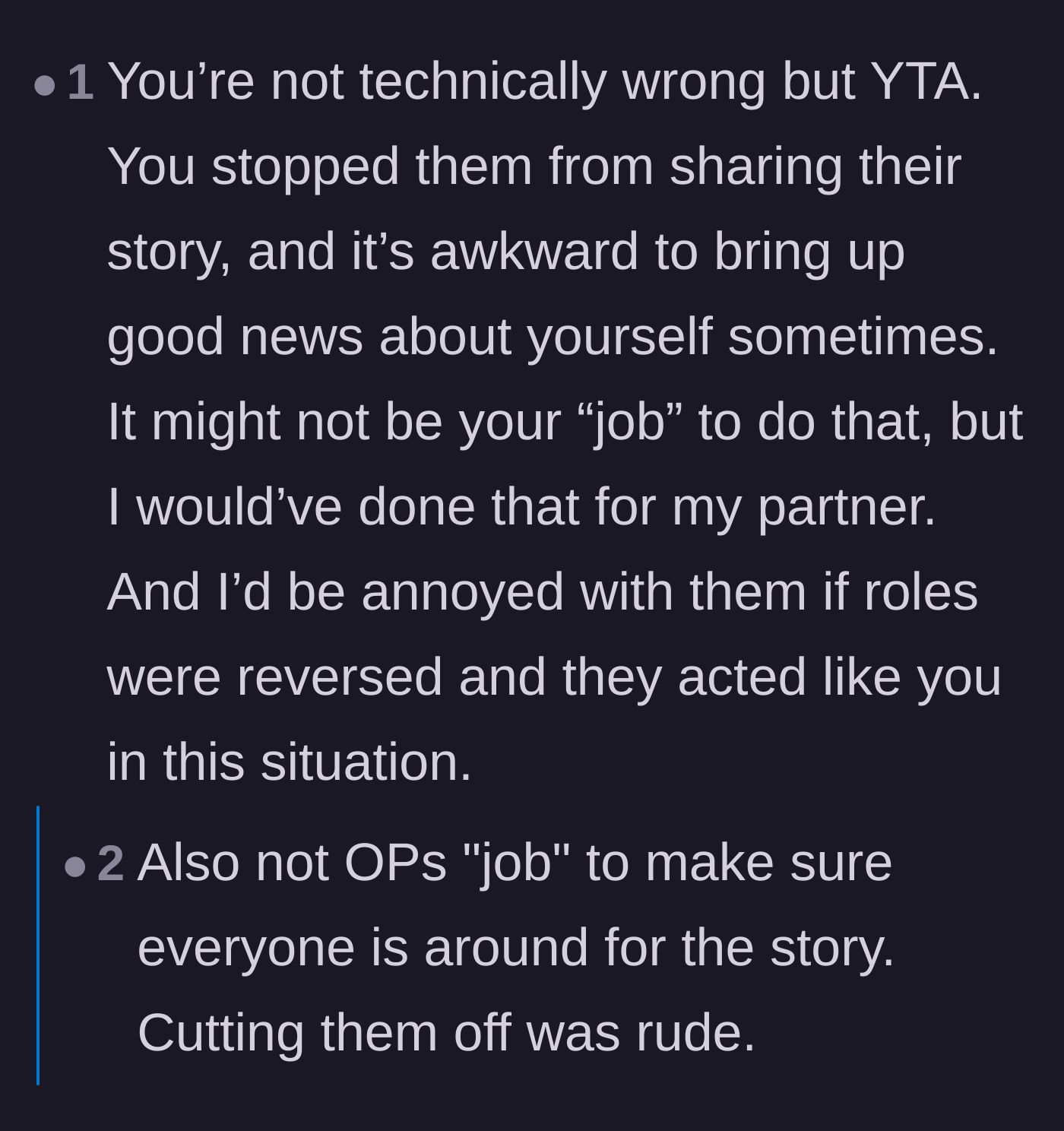 Comment thread 5 - A reader explaining that while not technically a job requirement, a good partner should naturally want to hype up their significant other.
