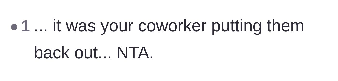 Comment thread 1 - Readers suspect the meddling coworker is the one secretly putting the pamphlets back on the counter.