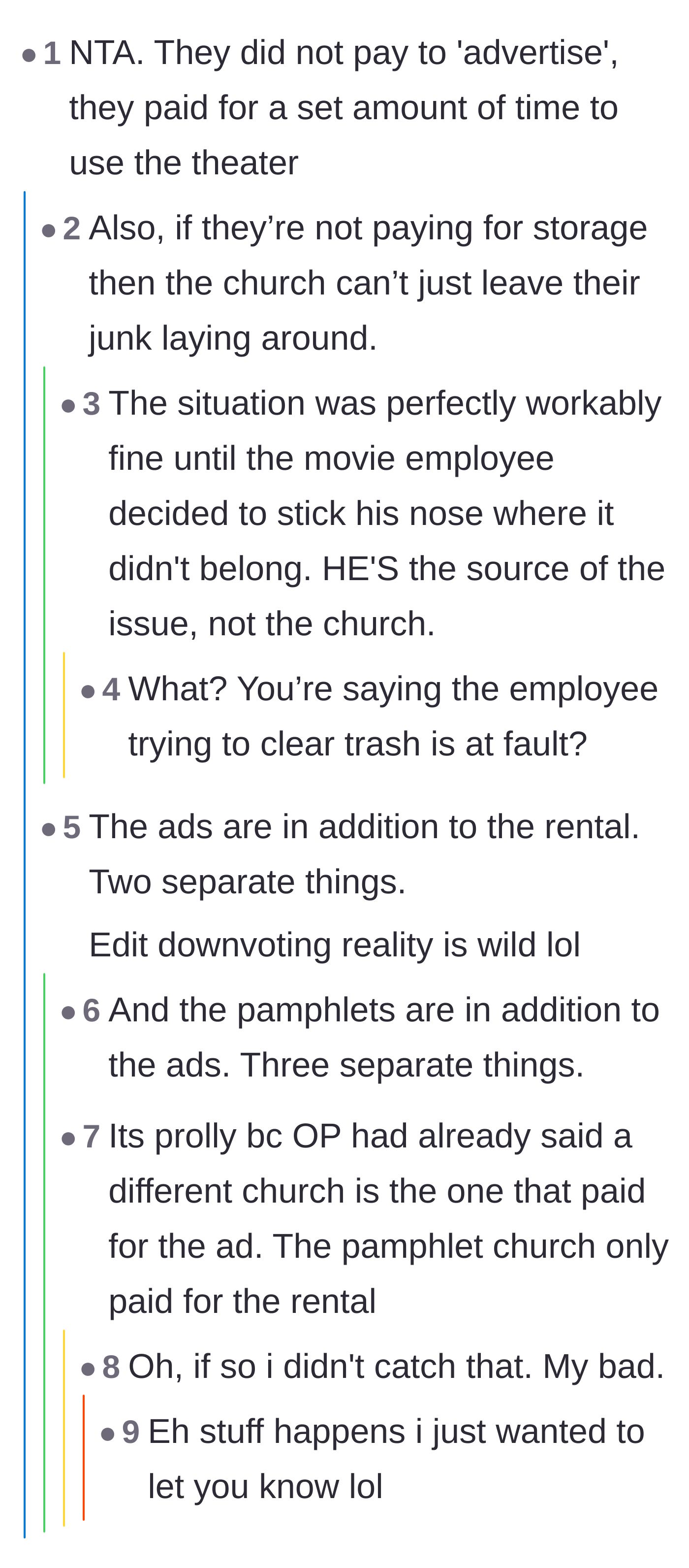 Comment thread 2 - A debate clarifying the massive difference between paying for on-screen advertising and just leaving promotional trash behind.