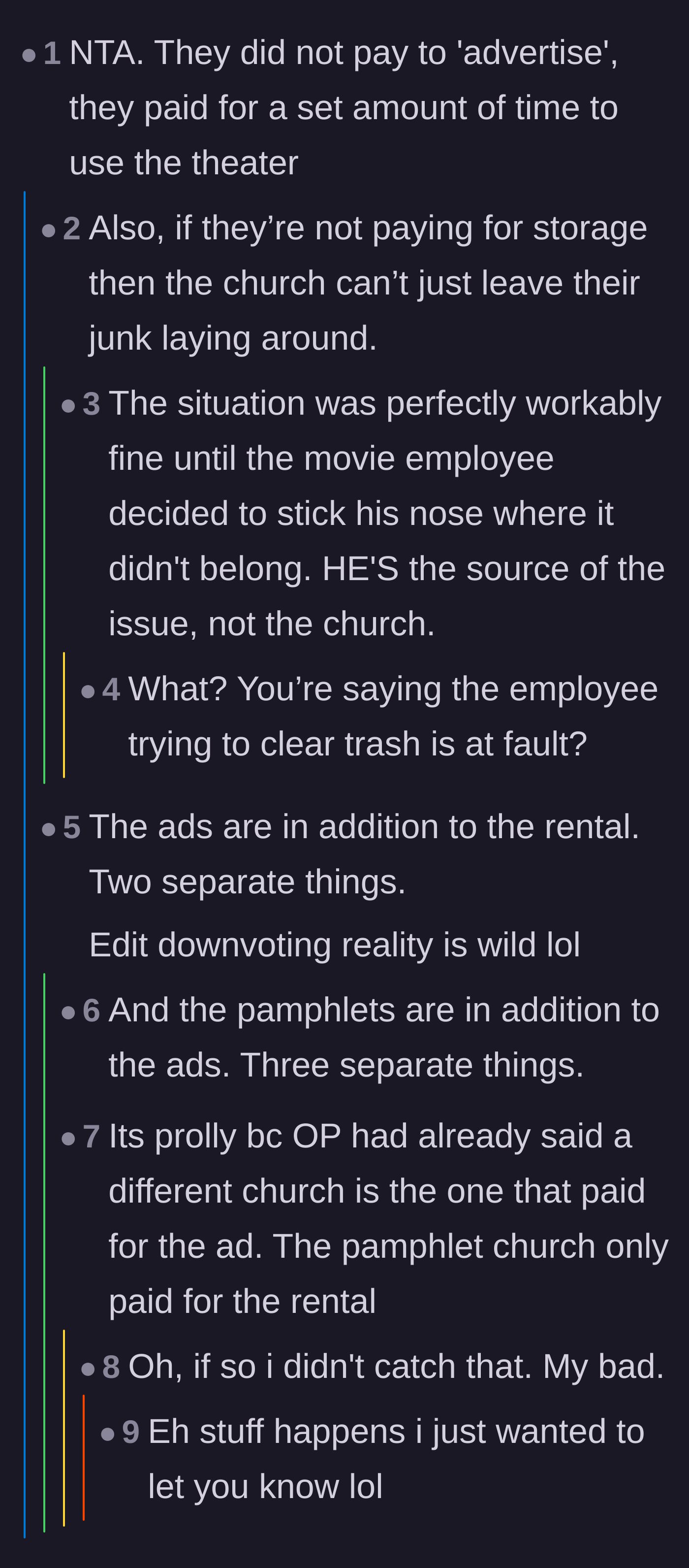 Comment thread 2 - A debate clarifying the massive difference between paying for on-screen advertising and just leaving promotional trash behind.