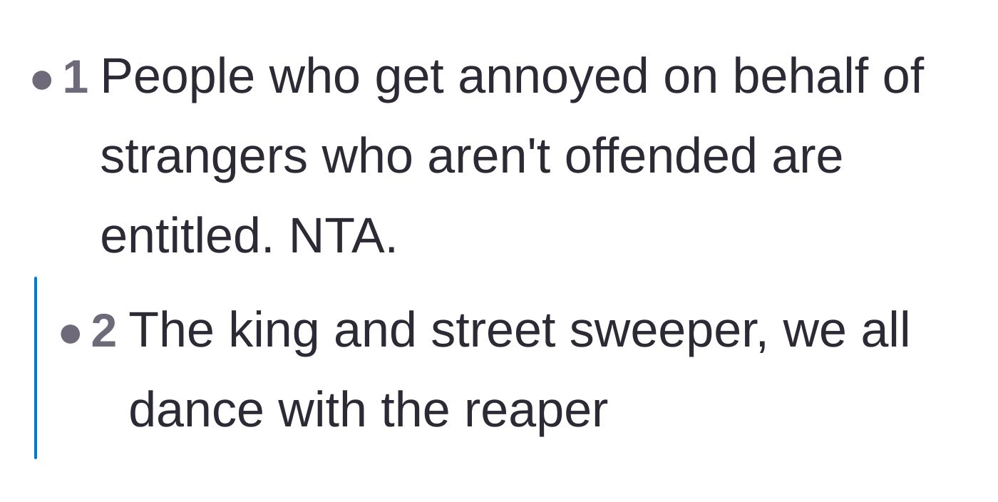 Comment thread 3 - Calling out the entitlement of getting offended on behalf of someone else.