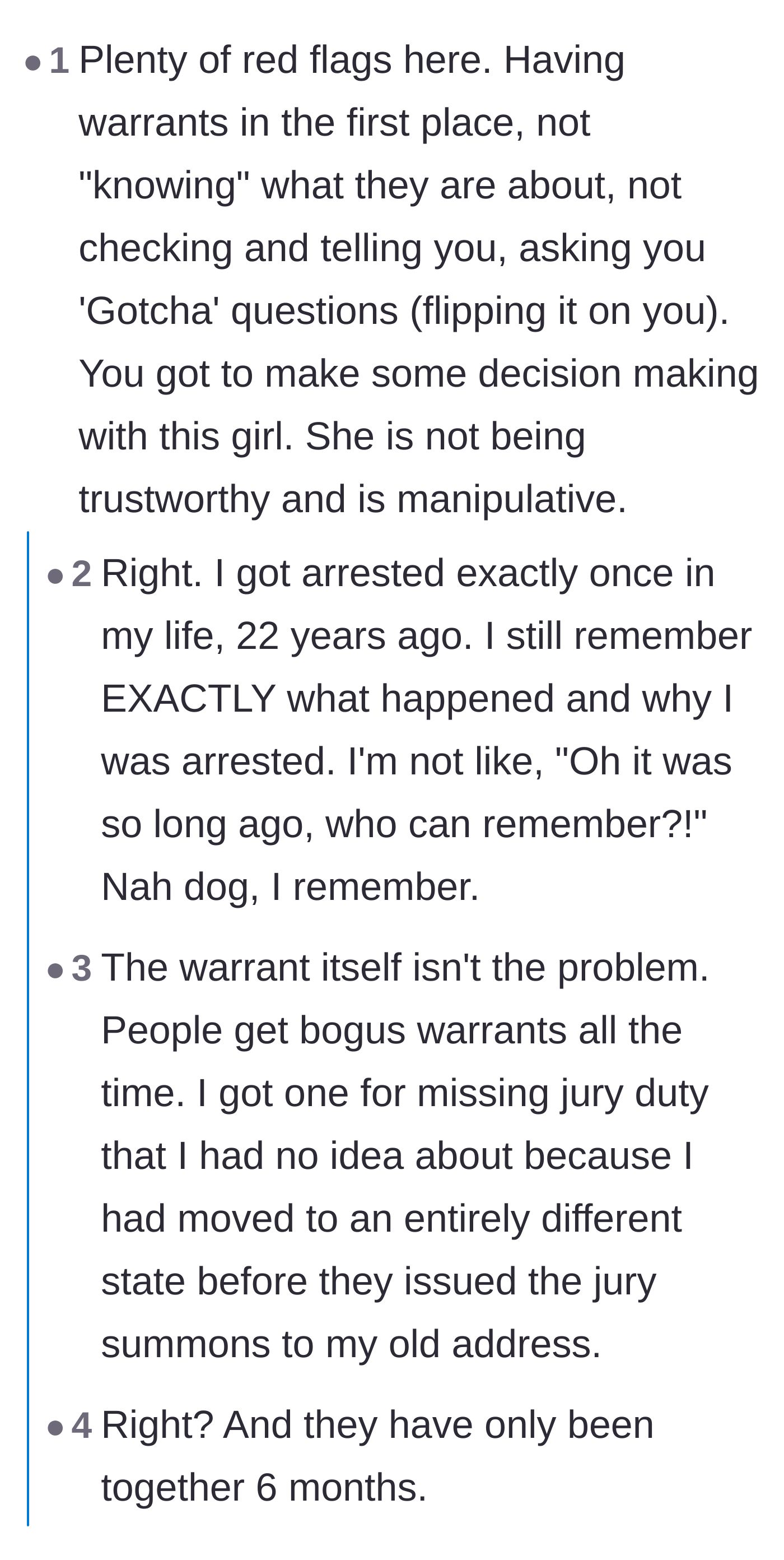 Comment thread 3 - Users sharing stories of remembering their own minor arrests decades later in perfect detail.