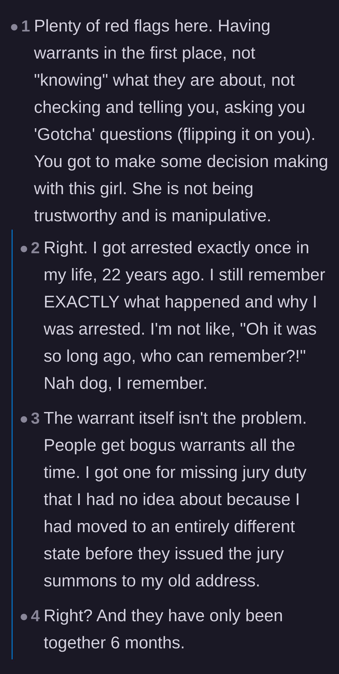 Comment thread 3 - Users sharing stories of remembering their own minor arrests decades later in perfect detail.