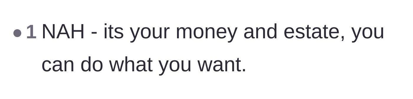 Comment thread 2 - A short verdict stating no one is at fault and the author has the absolute right to control her own money.