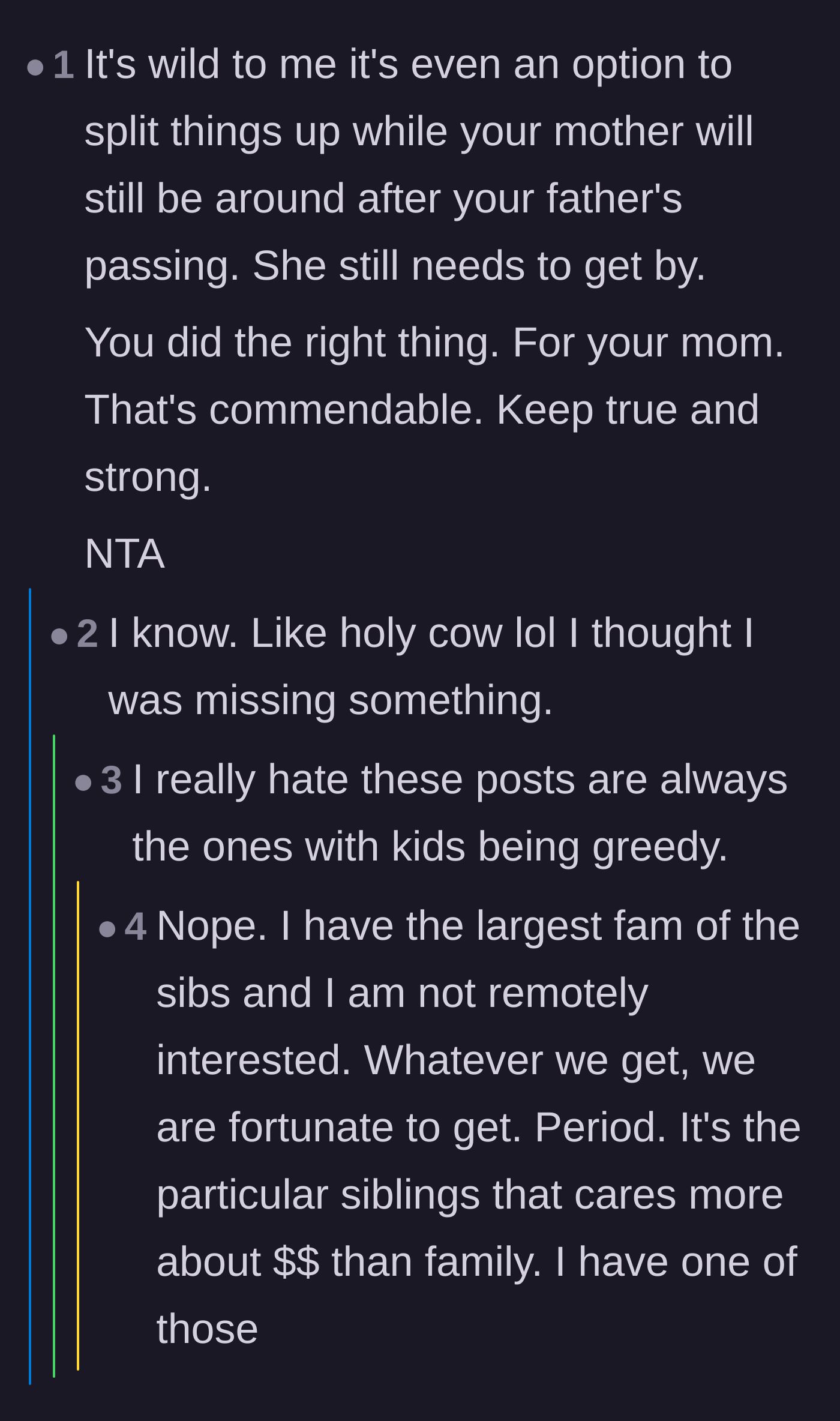 Comment thread 3 - Readers expressing shock that dividing a surviving spouse's living expenses was even suggested.