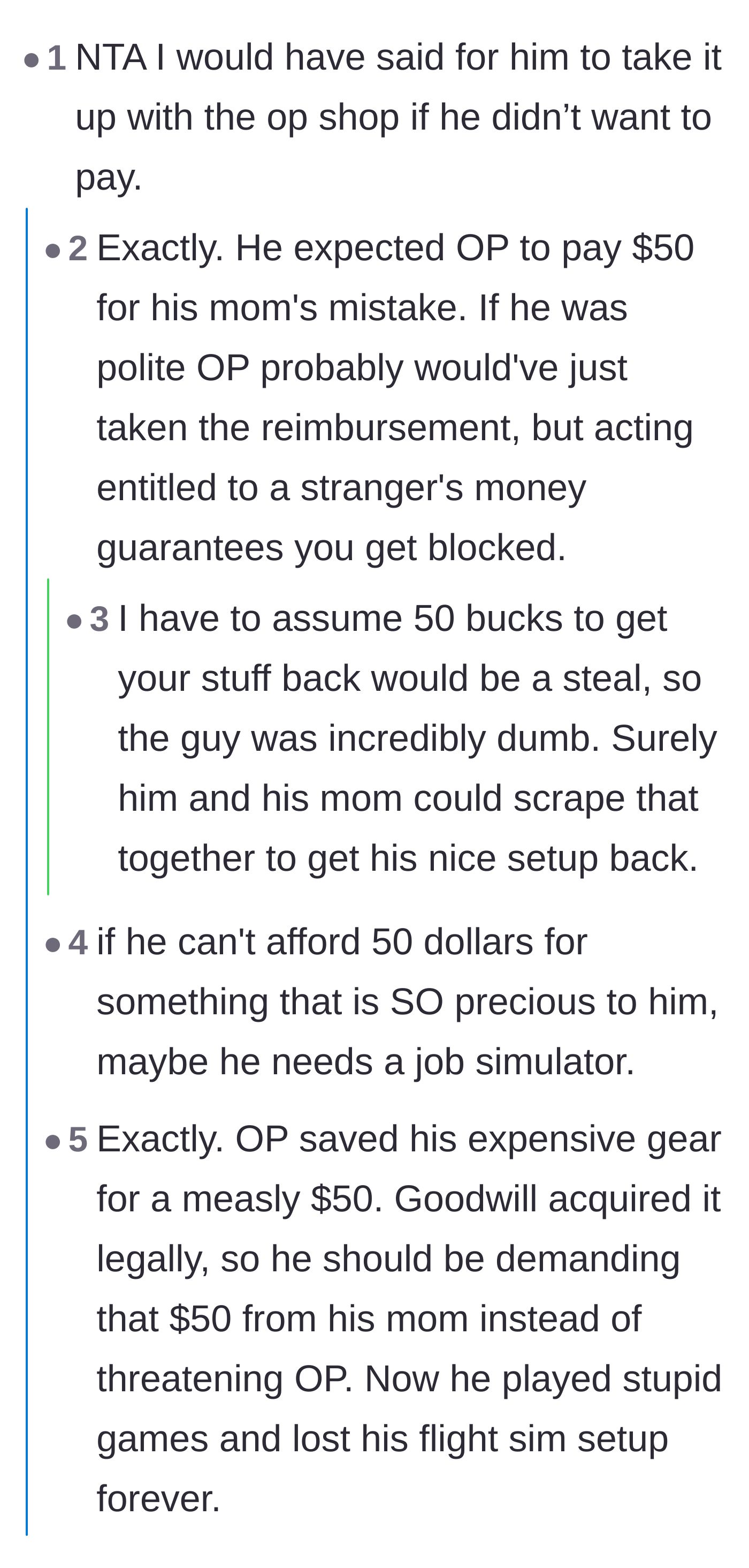 Comment thread 1 - Readers dissecting the owner's refusal to pay and suggesting he needs a job simulator.