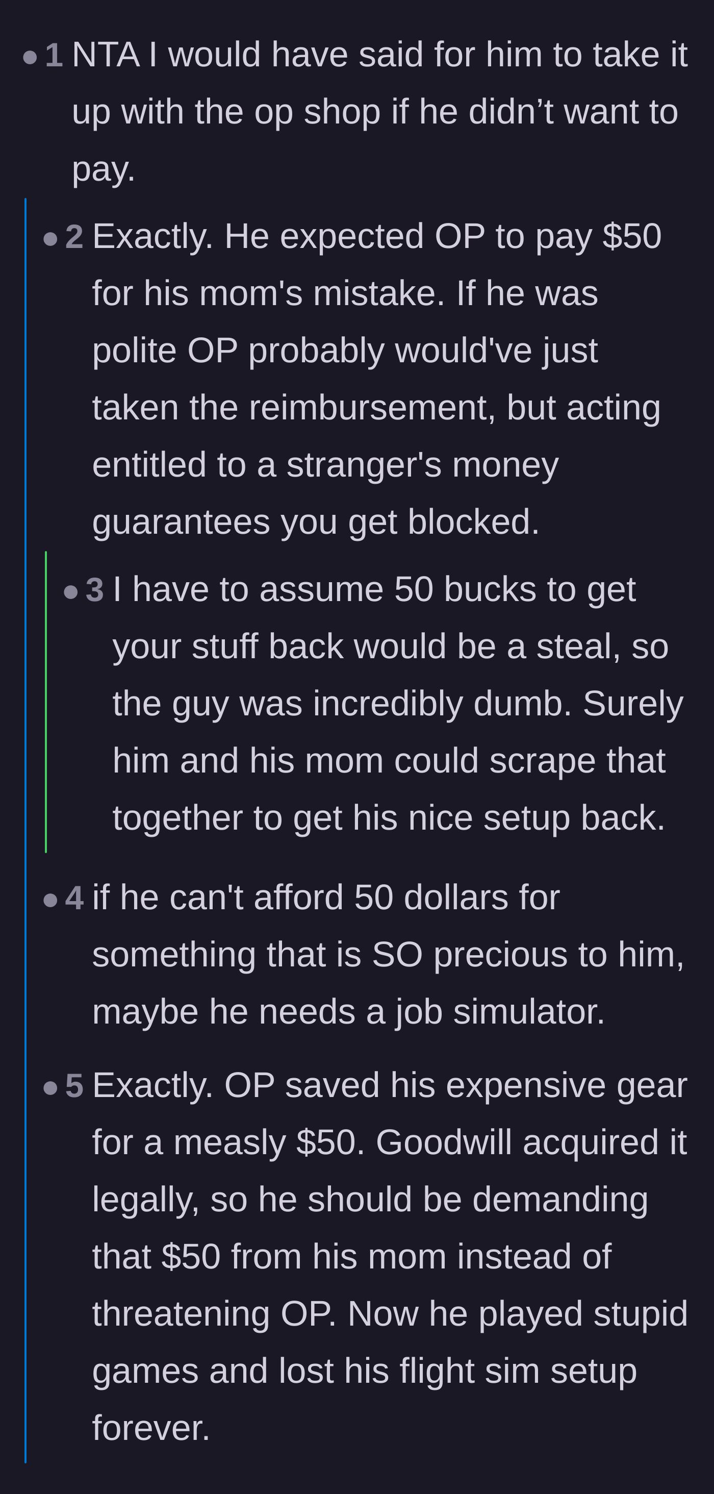 Comment thread 1 - Readers dissecting the owner's refusal to pay and suggesting he needs a job simulator.