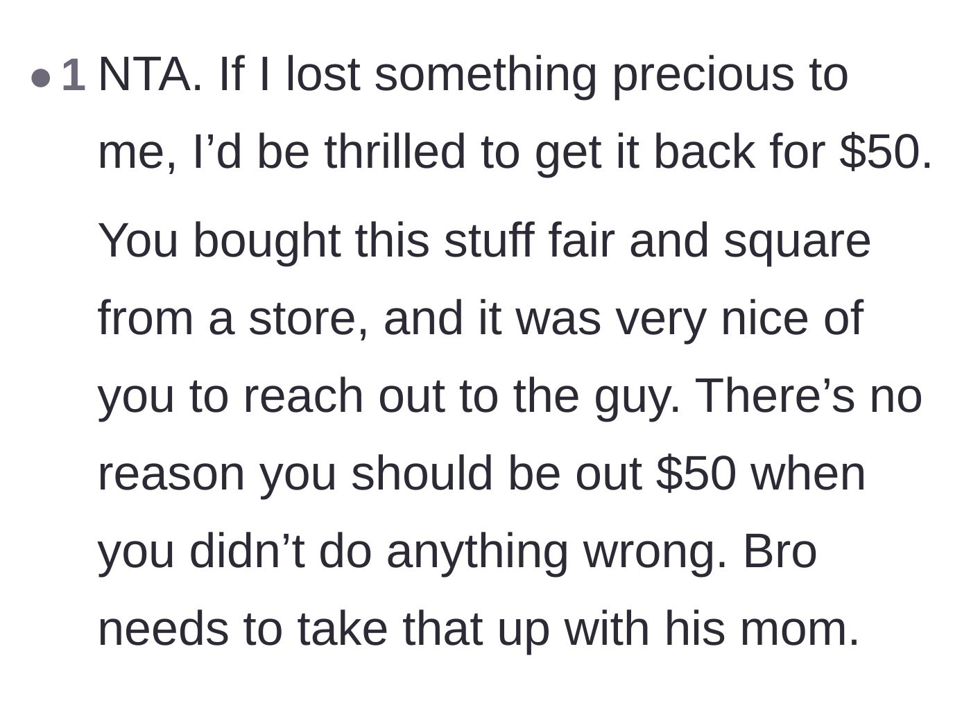 Comment thread 3 - Agreement that fifty dollars is a remarkably cheap recovery fee for expensive electronics.