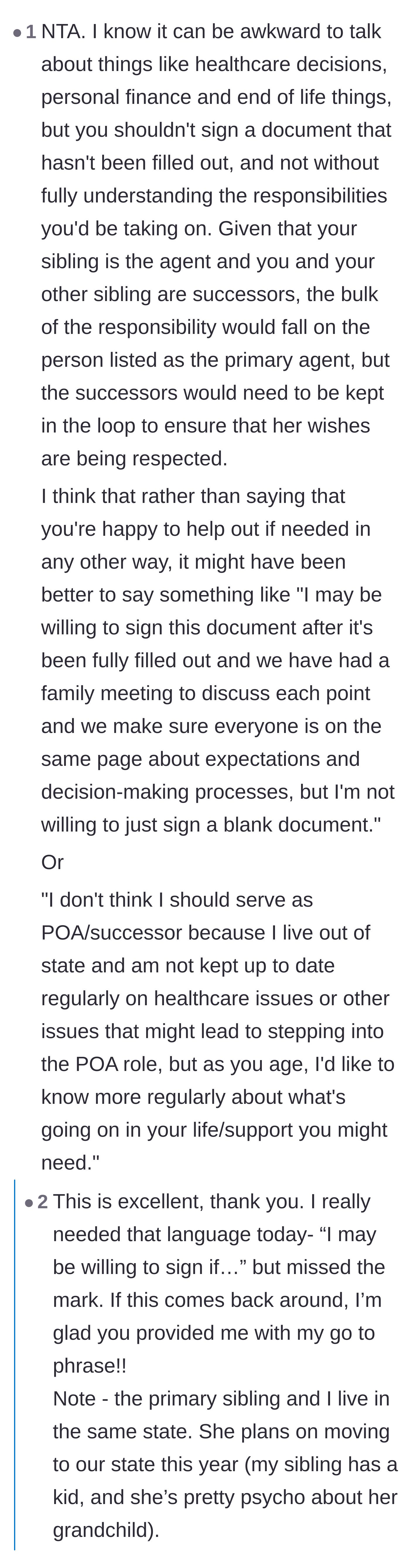 Comment thread 5 - Legal professionals suspect the mother is using a fake Power of Attorney as a cover to fraudulently access the daughter's finances or co-sign a mortgage.