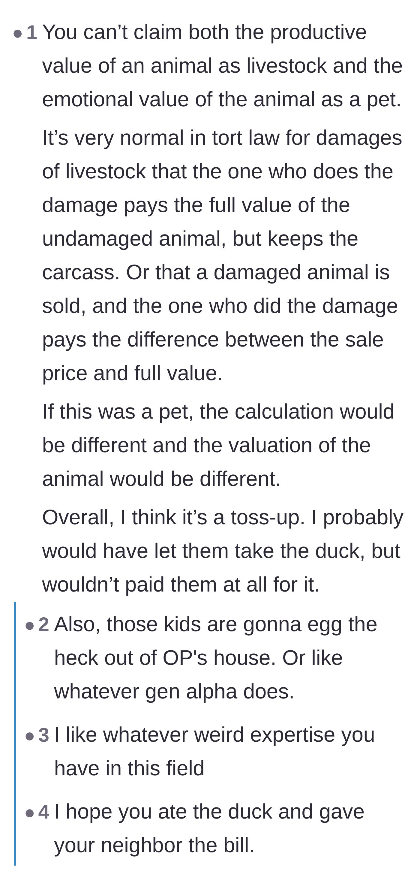 Comment thread 3 - Breaking down the legal difference between livestock value and pet value