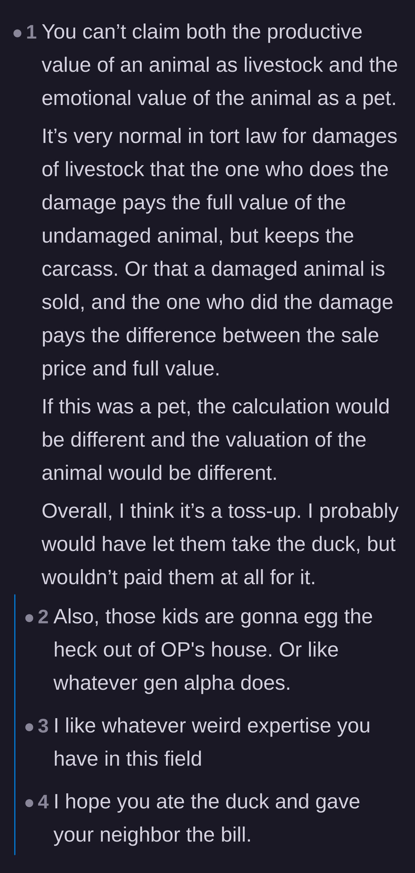 Comment thread 3 - Breaking down the legal difference between livestock value and pet value