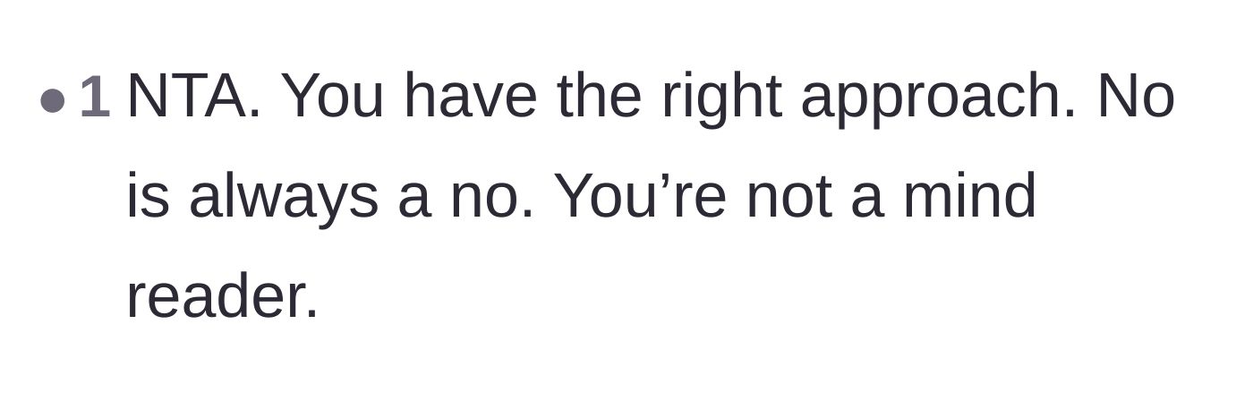 Comment thread 4 - A short agreement that no one should be expected to be a mind reader.