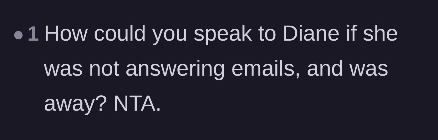 Comment thread 4 - A brief comment pointing out the impossibility of contacting someone who ignores all emails.