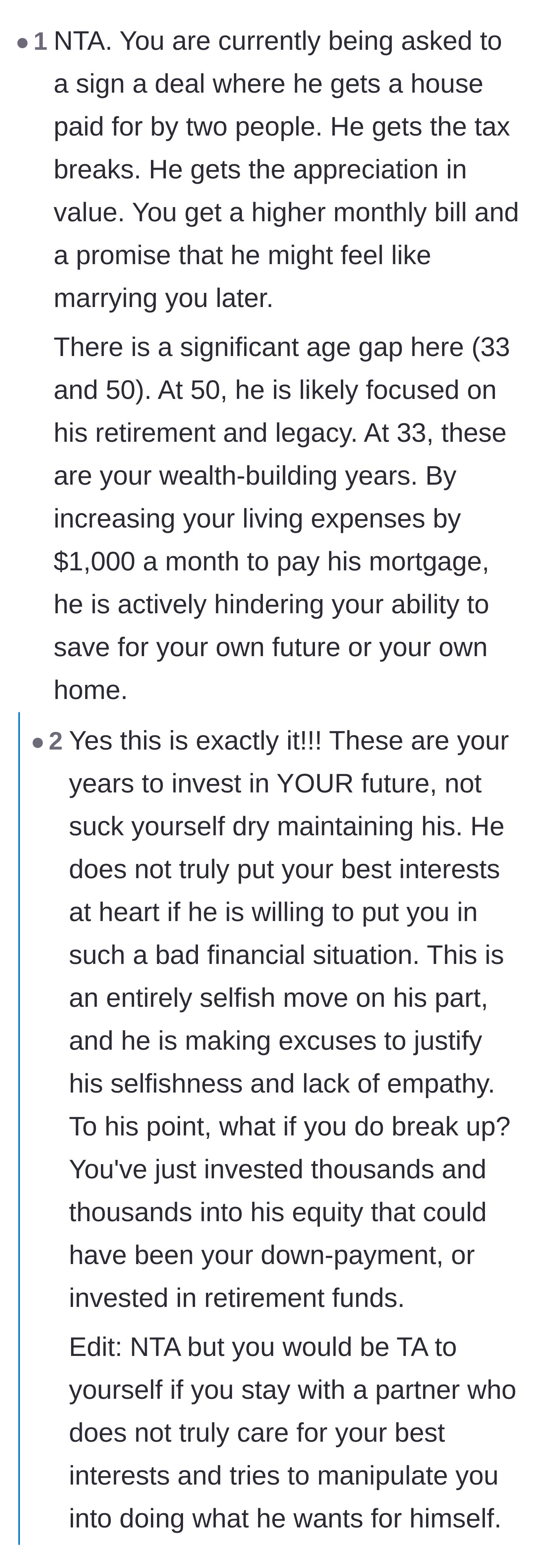 Comment thread 3 - A breakdown of how this arrangement robs the girlfriend of her prime wealth-building years to fund his retirement.