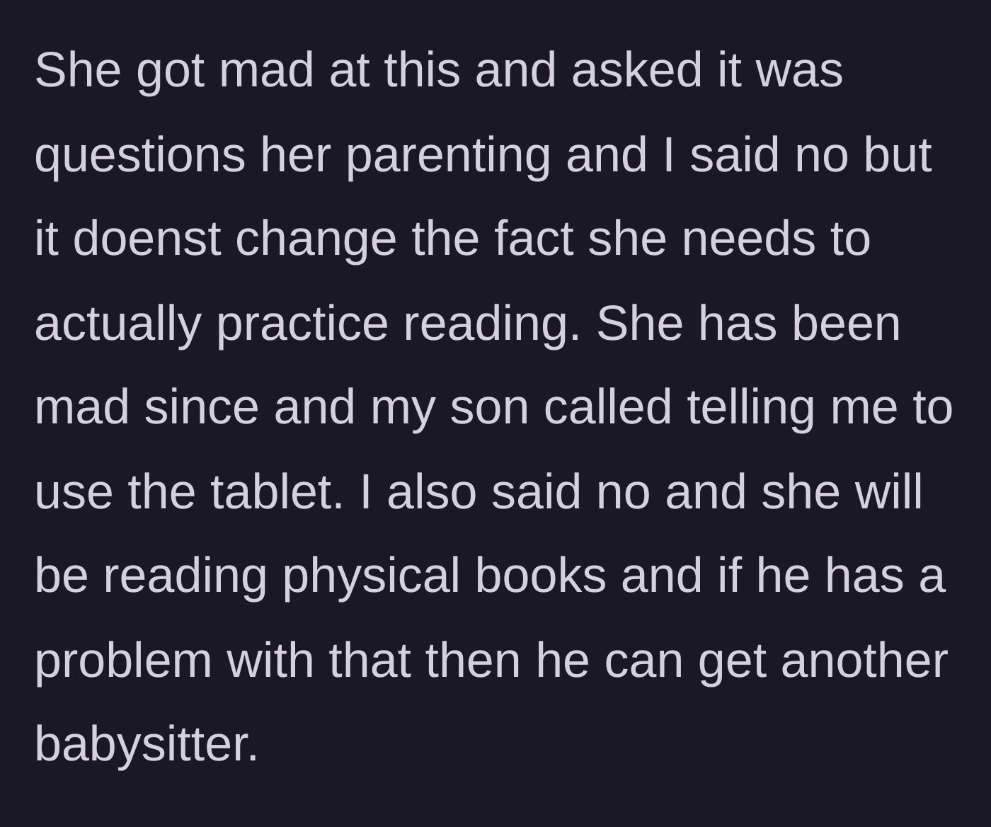 Story part 8 - Conflict escalating, son calling, and grandmother giving an ultimatum about babysitting.