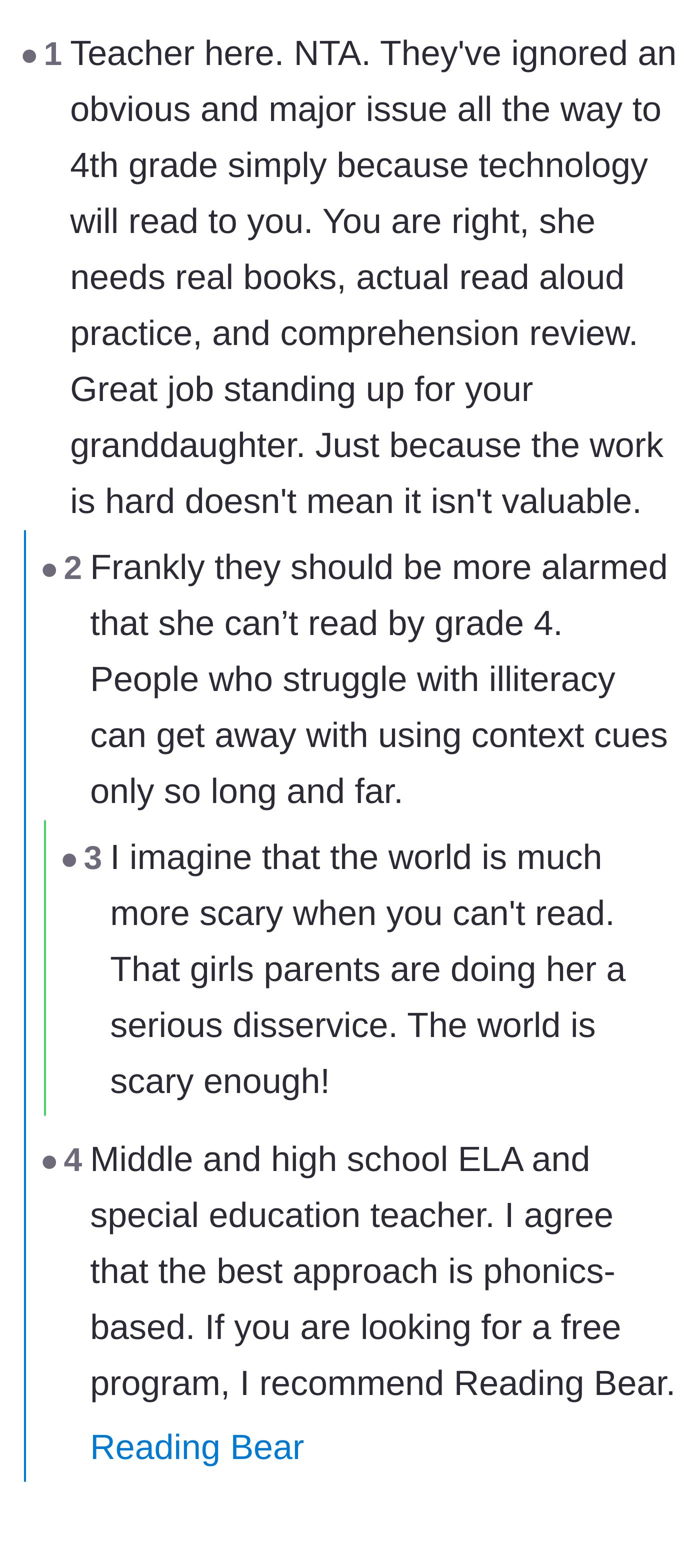 Comment thread 2 - Recommendations for phonics resources and a fierce debate about flawed school reading curriculums.