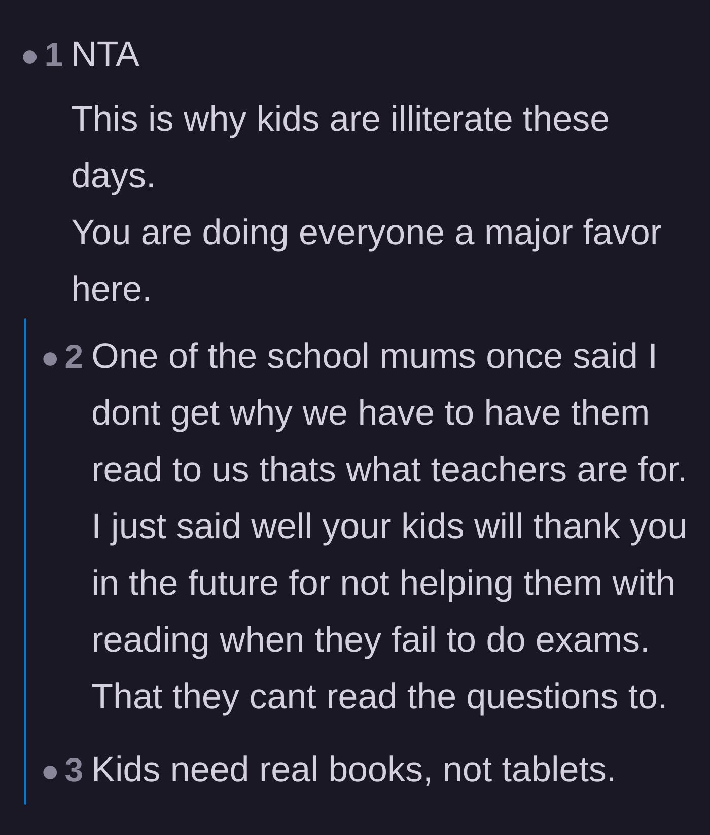 Comment thread 4 - Commentary on national literacy issues and personal success stories from using intensive phonics programs.