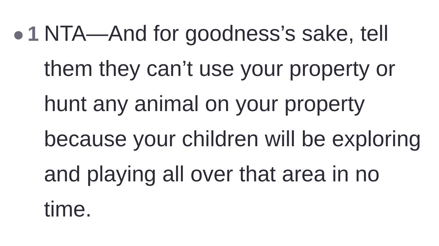 Comment thread 6 - Advice to immediately and permanently revoke all hunting access to protect the family's children.