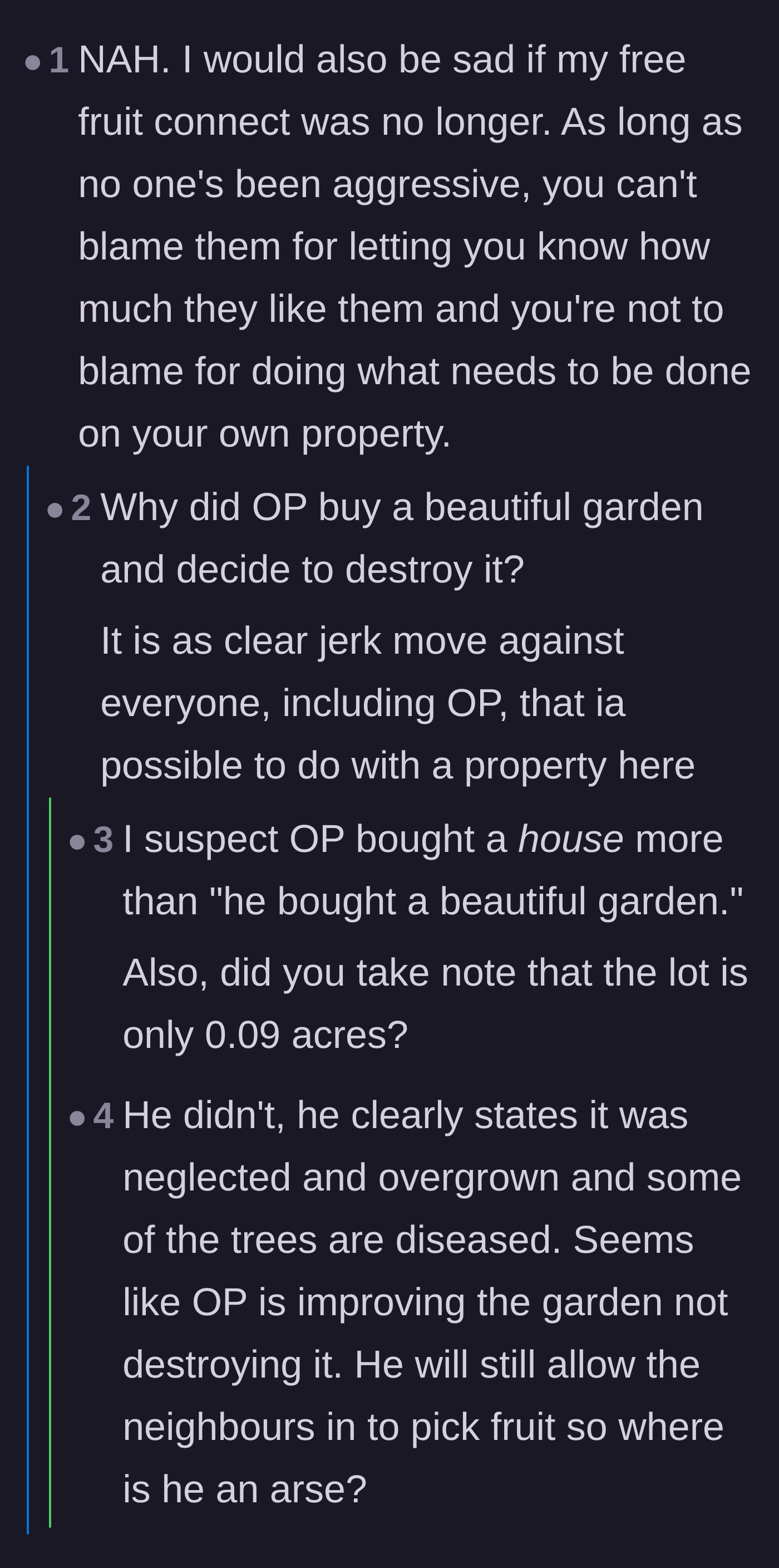 Comment thread 6 - Shock over the realization that 19 trees were crammed onto a microscopic 0.09-acre lot