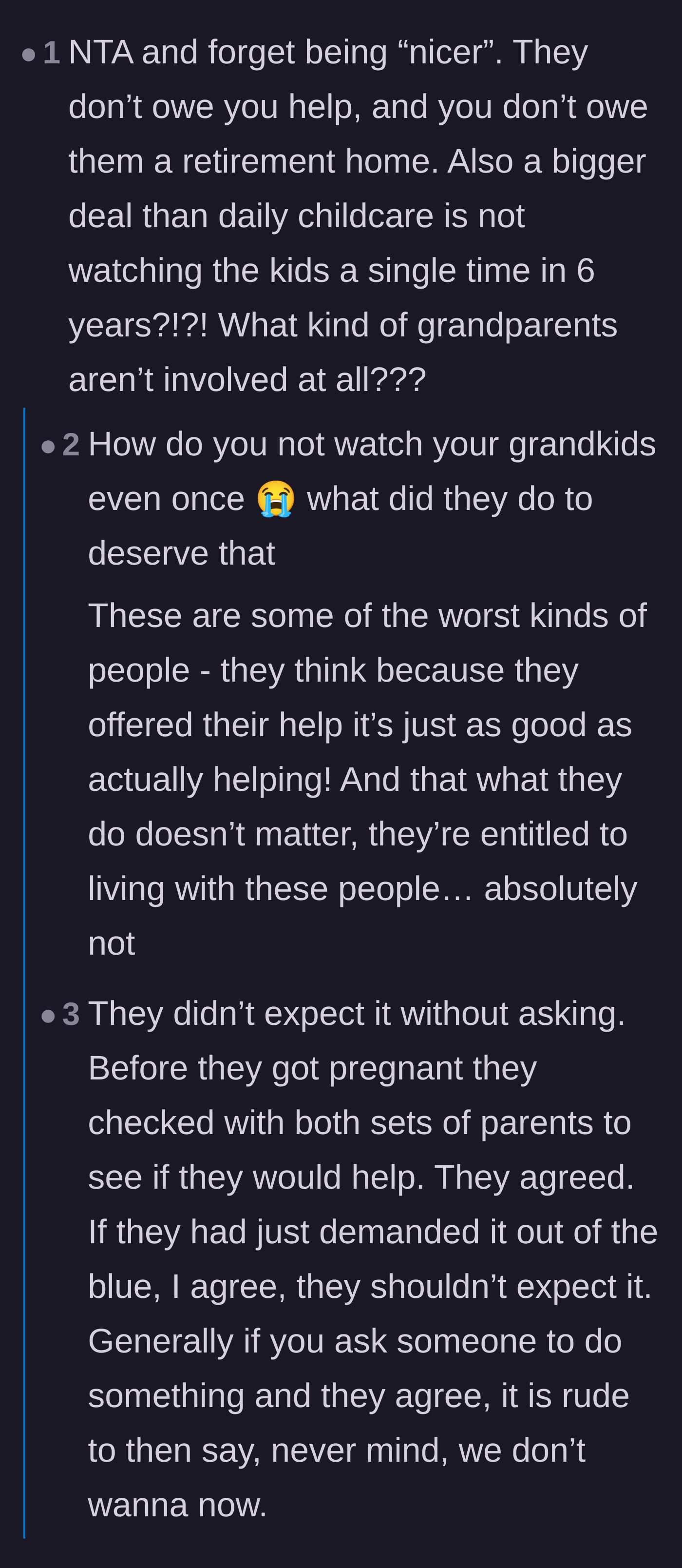 Comment thread 5 - Debating the emotional toll of grandparents who completely vanish from their grandchildren's lives.